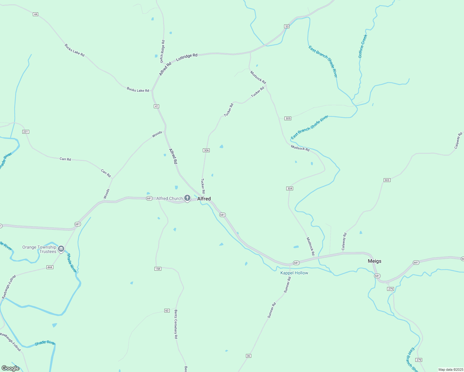 map of restaurants, bars, coffee shops, grocery stores, and more near 42184 Tucker Road in Coolville