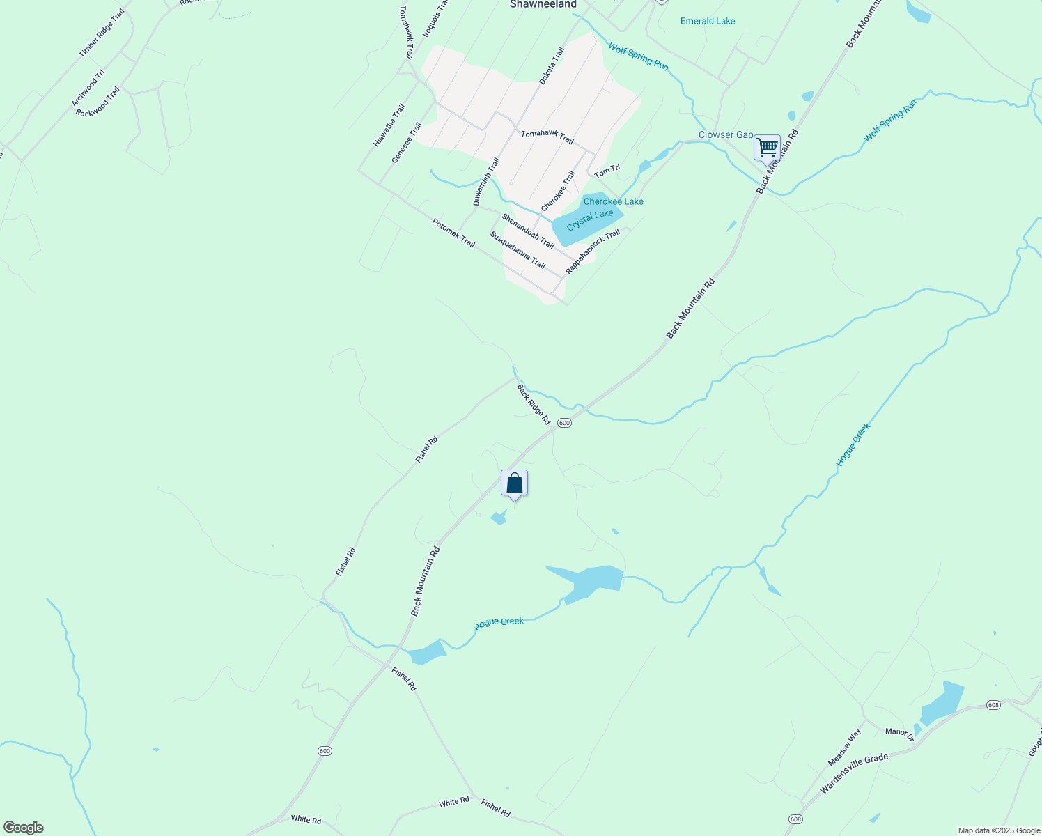 map of restaurants, bars, coffee shops, grocery stores, and more near 139 Back Ridge Road in Winchester