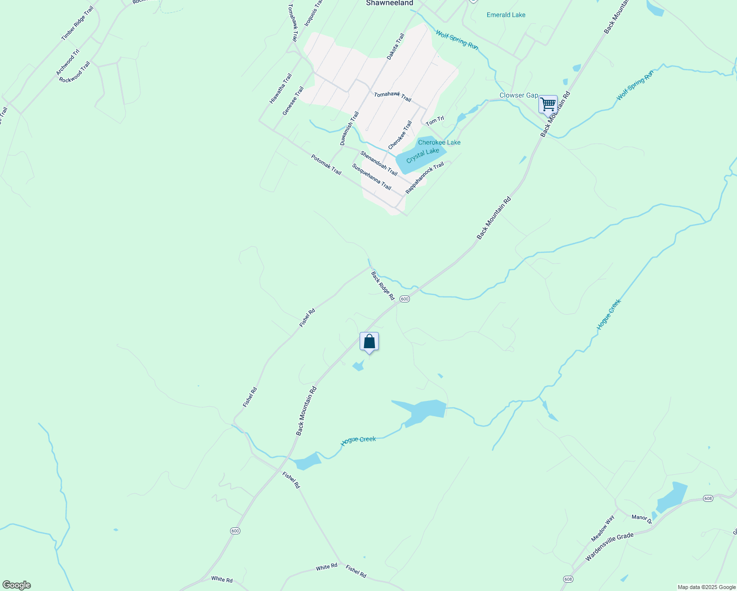 map of restaurants, bars, coffee shops, grocery stores, and more near 139 Back Ridge Road in Winchester