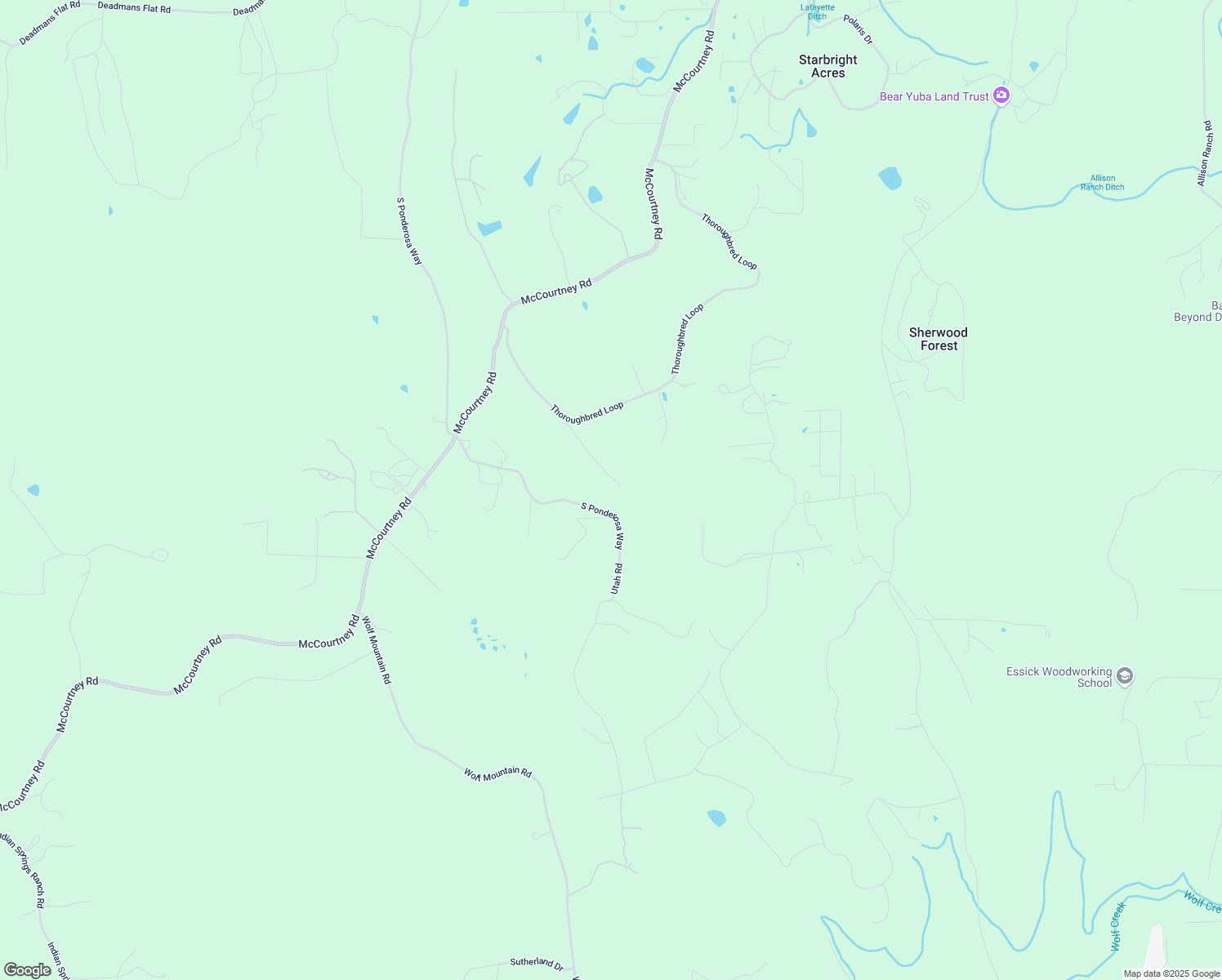 map of restaurants, bars, coffee shops, grocery stores, and more near 15511 South Ponderosa Way in Grass Valley