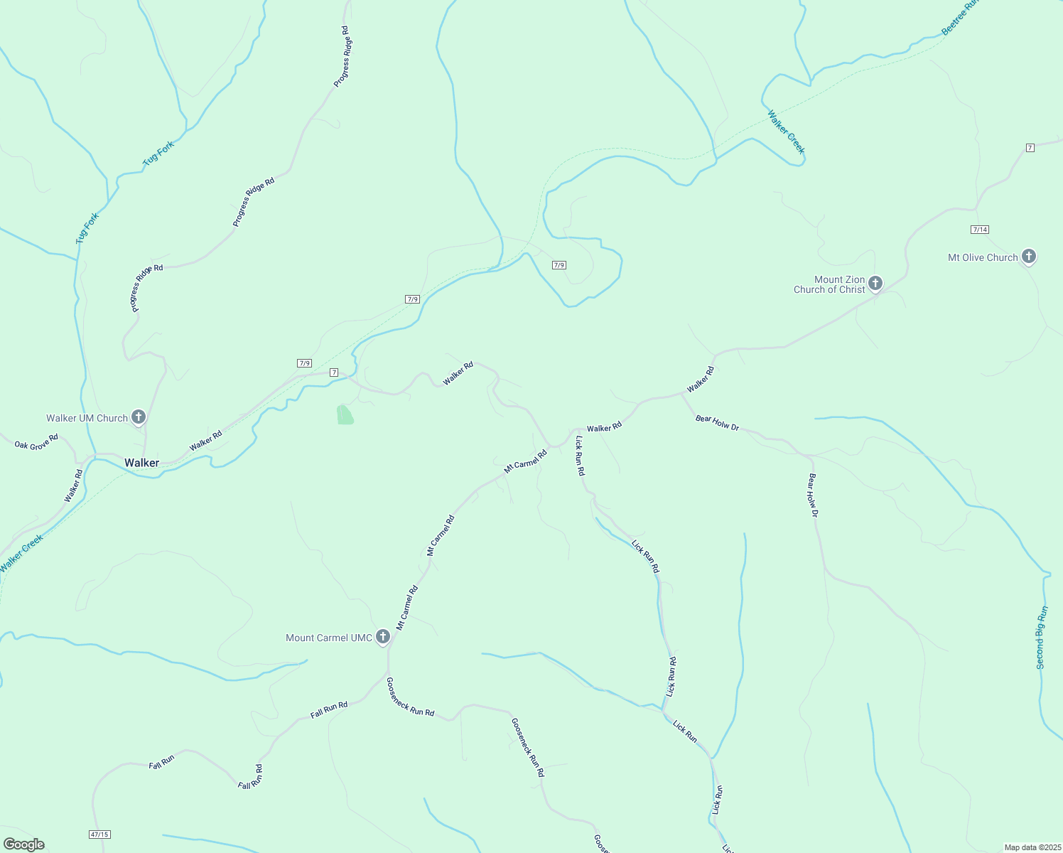 map of restaurants, bars, coffee shops, grocery stores, and more near Walker Creek in Walker