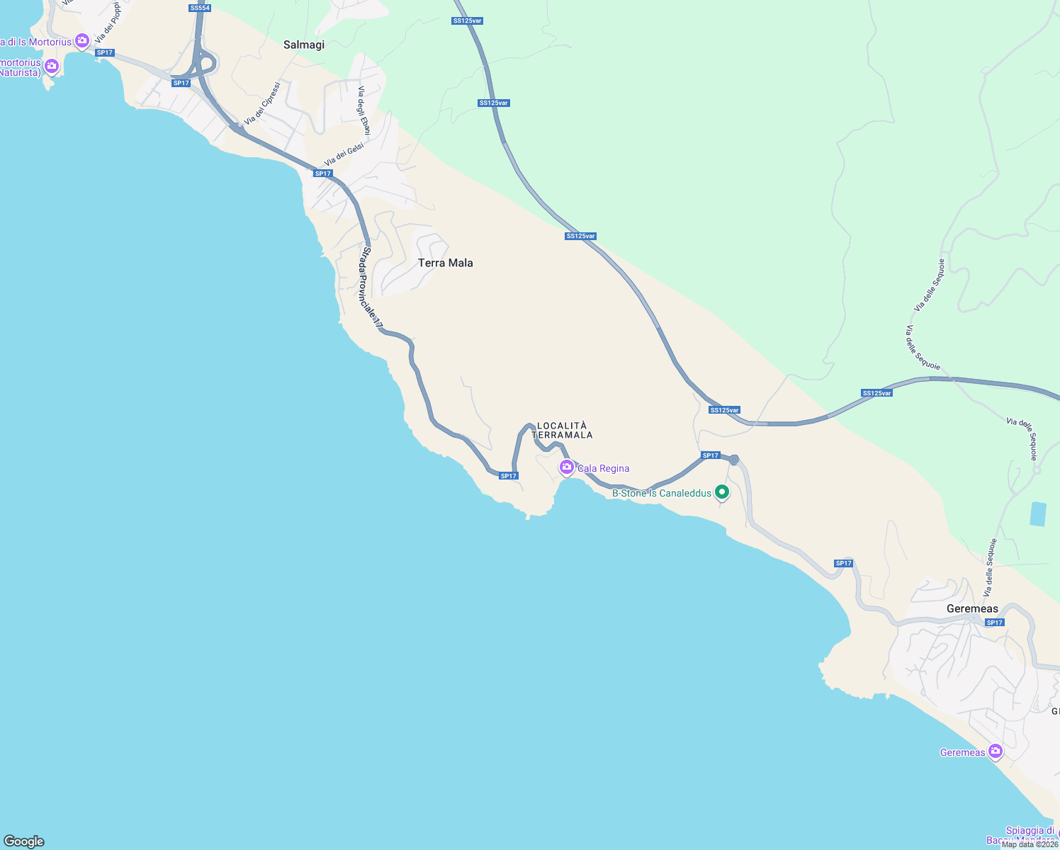 map of restaurants, bars, coffee shops, grocery stores, and more near in Metropolitan City of Cagliari