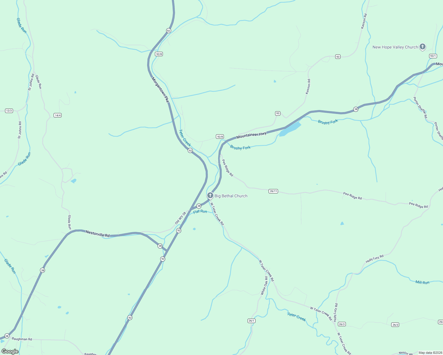 map of restaurants, bars, coffee shops, grocery stores, and more near 260 West Virginia 38 in Moatsville