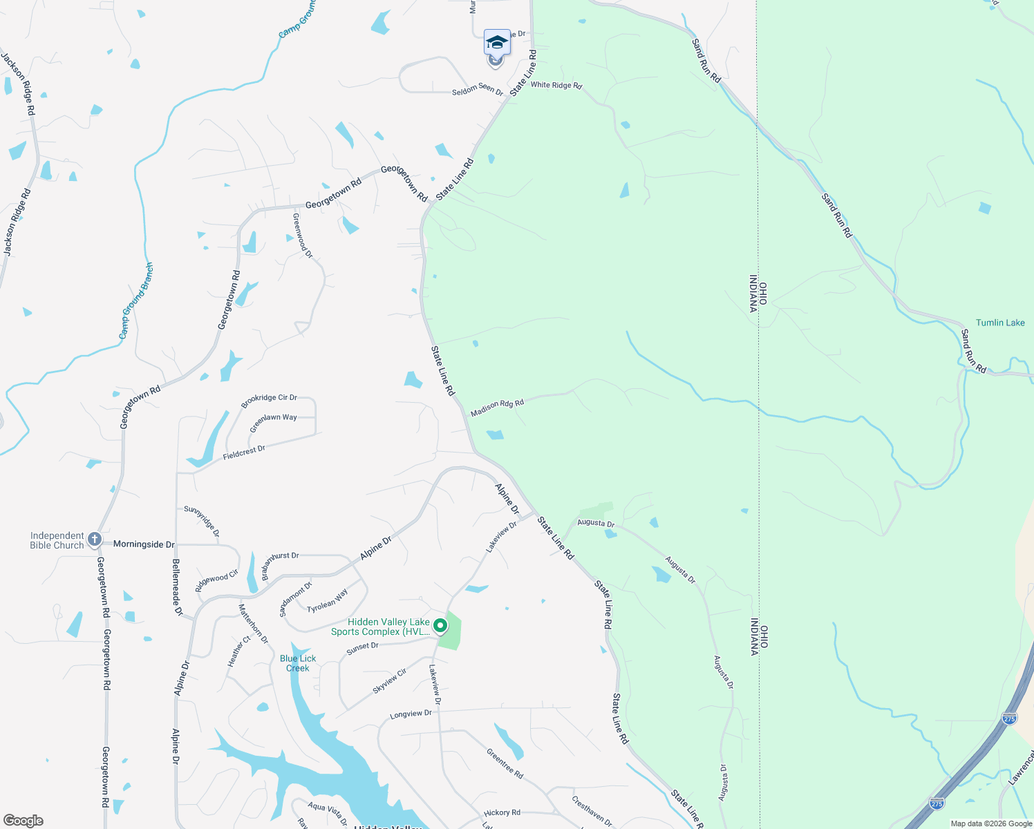 map of restaurants, bars, coffee shops, grocery stores, and more near 21305 Cayden Court in Lawrenceburg