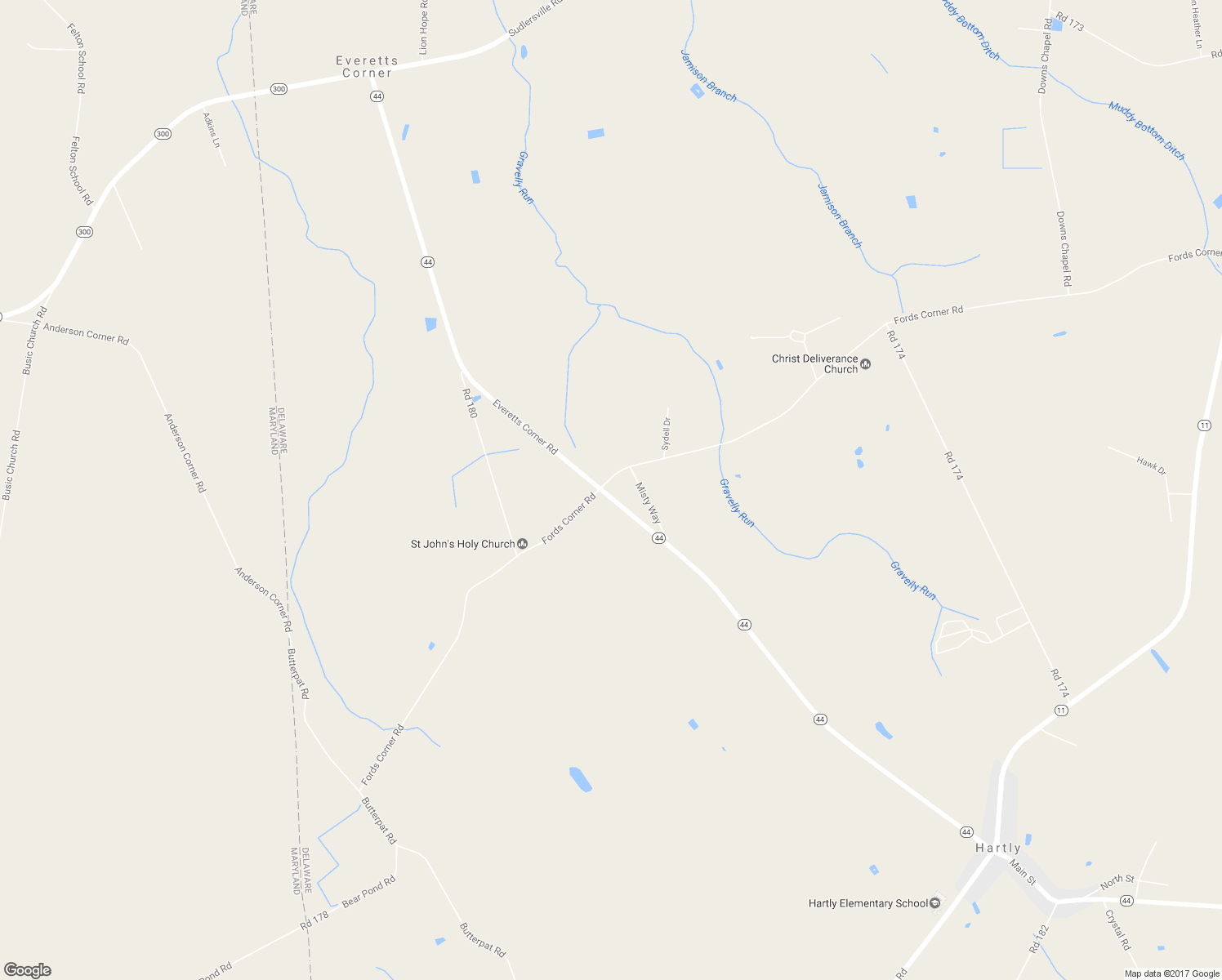 map of restaurants, bars, coffee shops, grocery stores, and more near 1470 Everetts Corner Road in Hartly