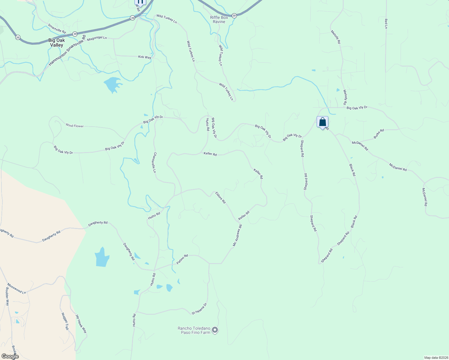 map of restaurants, bars, coffee shops, grocery stores, and more near 23026 Eldore Road in Penn Valley
