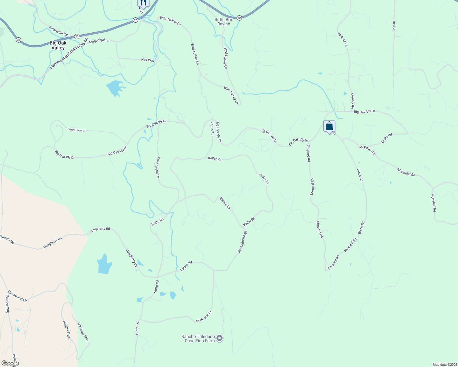 map of restaurants, bars, coffee shops, grocery stores, and more near 23026 Eldore Road in Penn Valley