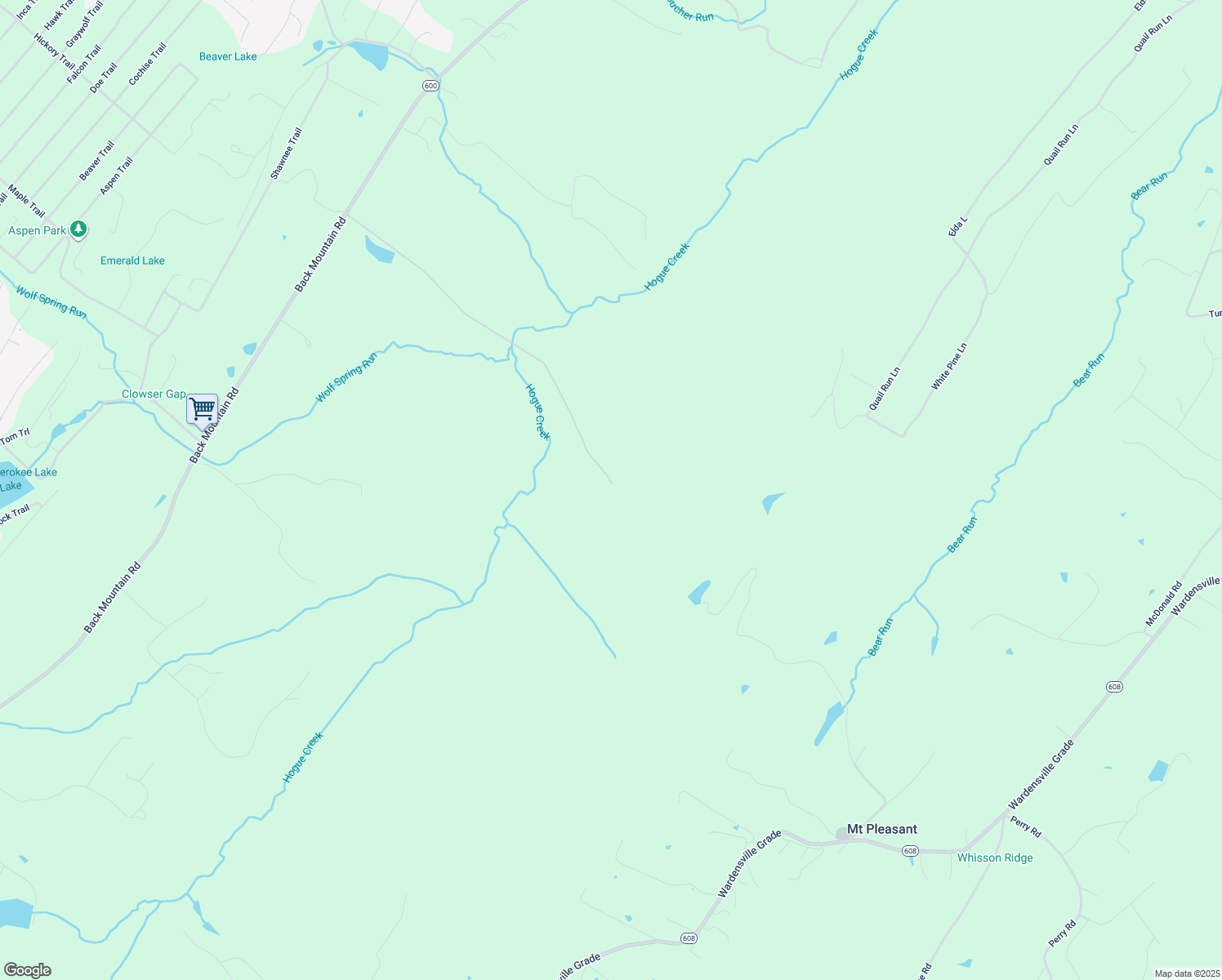 map of restaurants, bars, coffee shops, grocery stores, and more near 1631 Back Mountain Road in Winchester