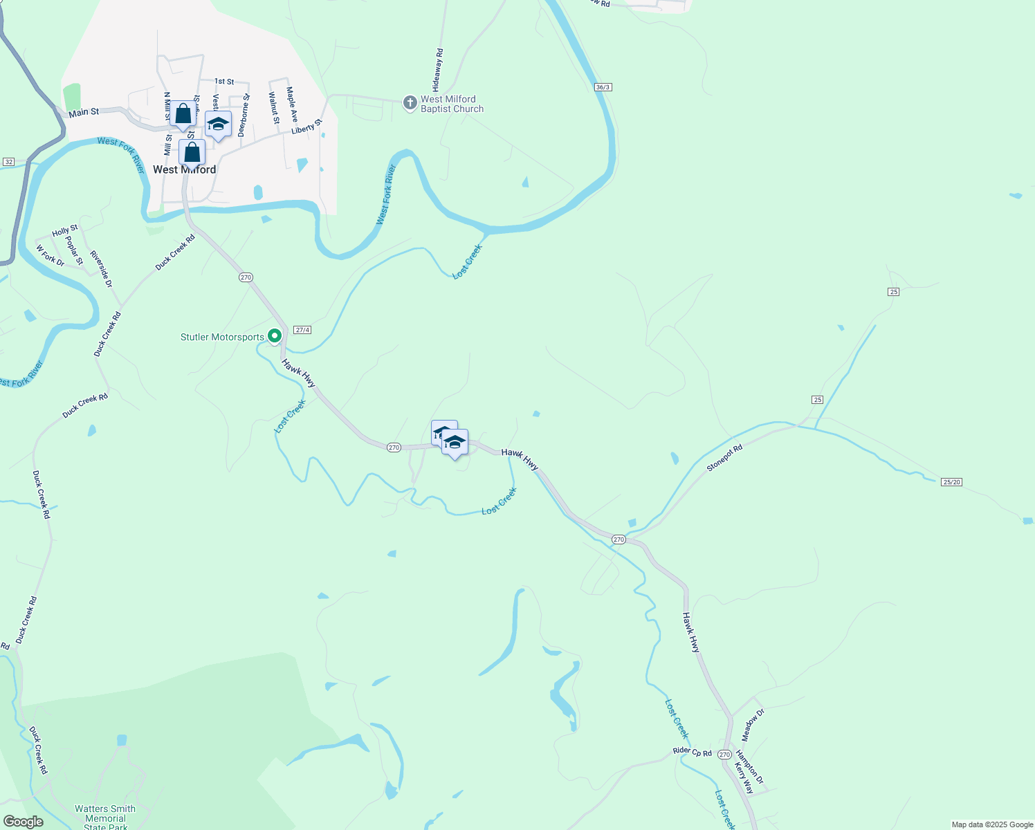 map of restaurants, bars, coffee shops, grocery stores, and more near 134 Shadowmar Drive in Lost Creek