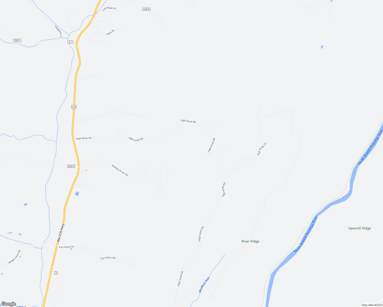 map of restaurants, bars, coffee shops, grocery stores, and more near 1902 High Knob Road in Old Fields