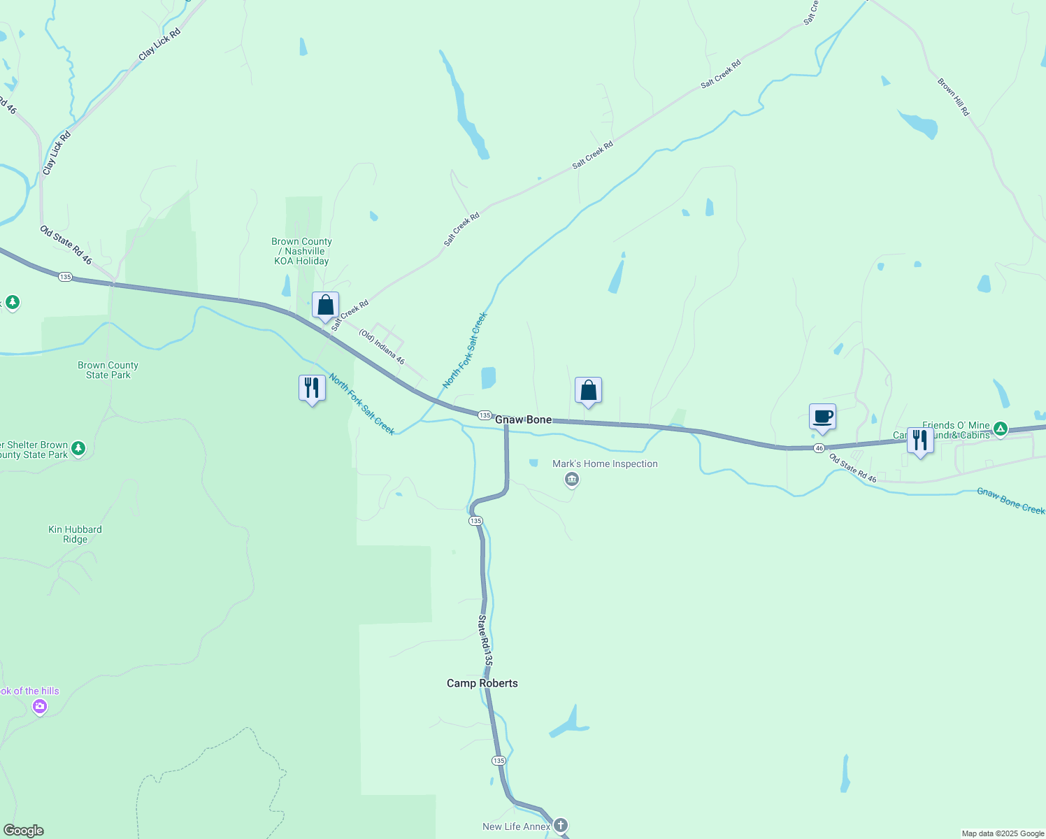 map of restaurants, bars, coffee shops, grocery stores, and more near in Gnaw Bone