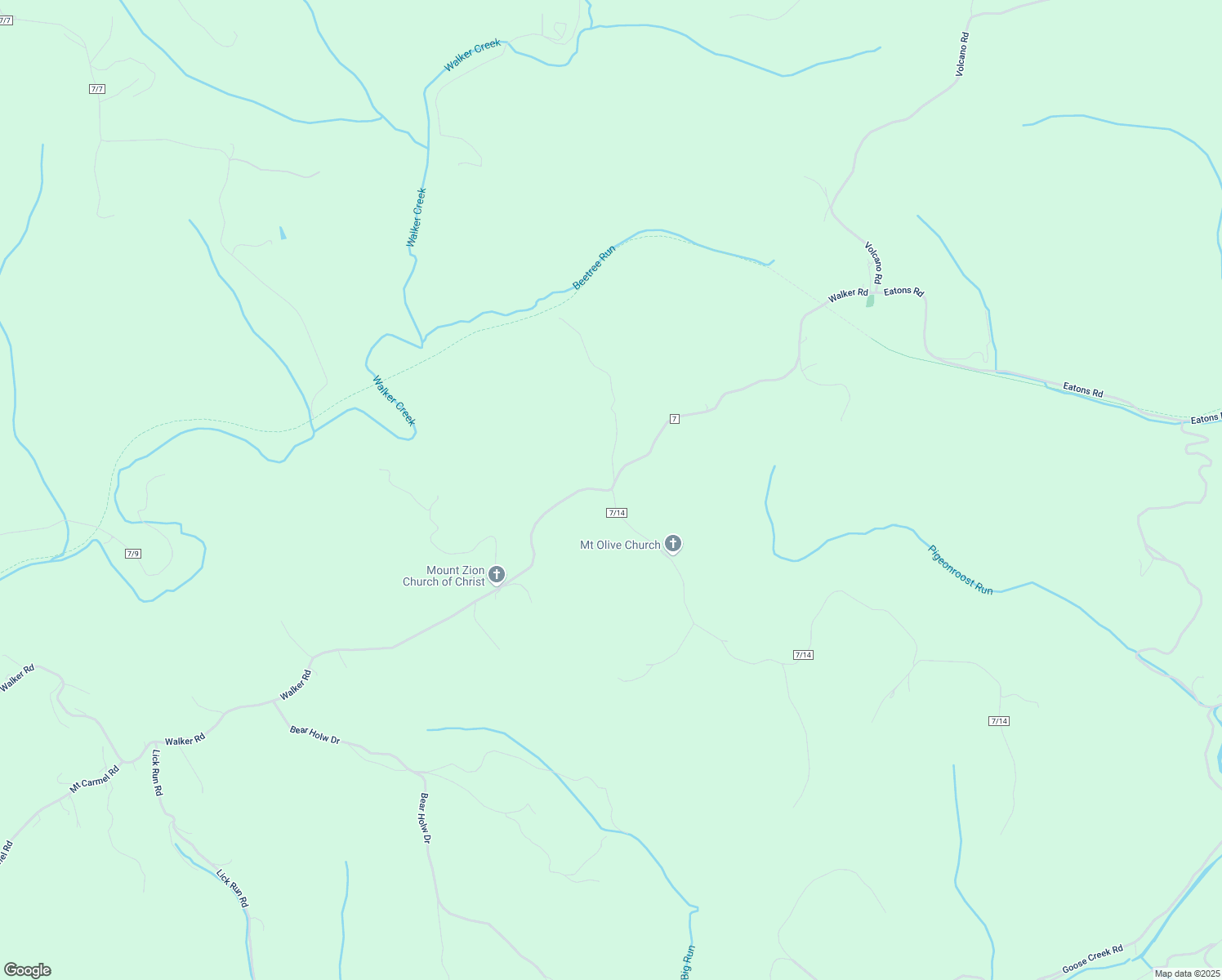 map of restaurants, bars, coffee shops, grocery stores, and more near Walker Creek in Walker