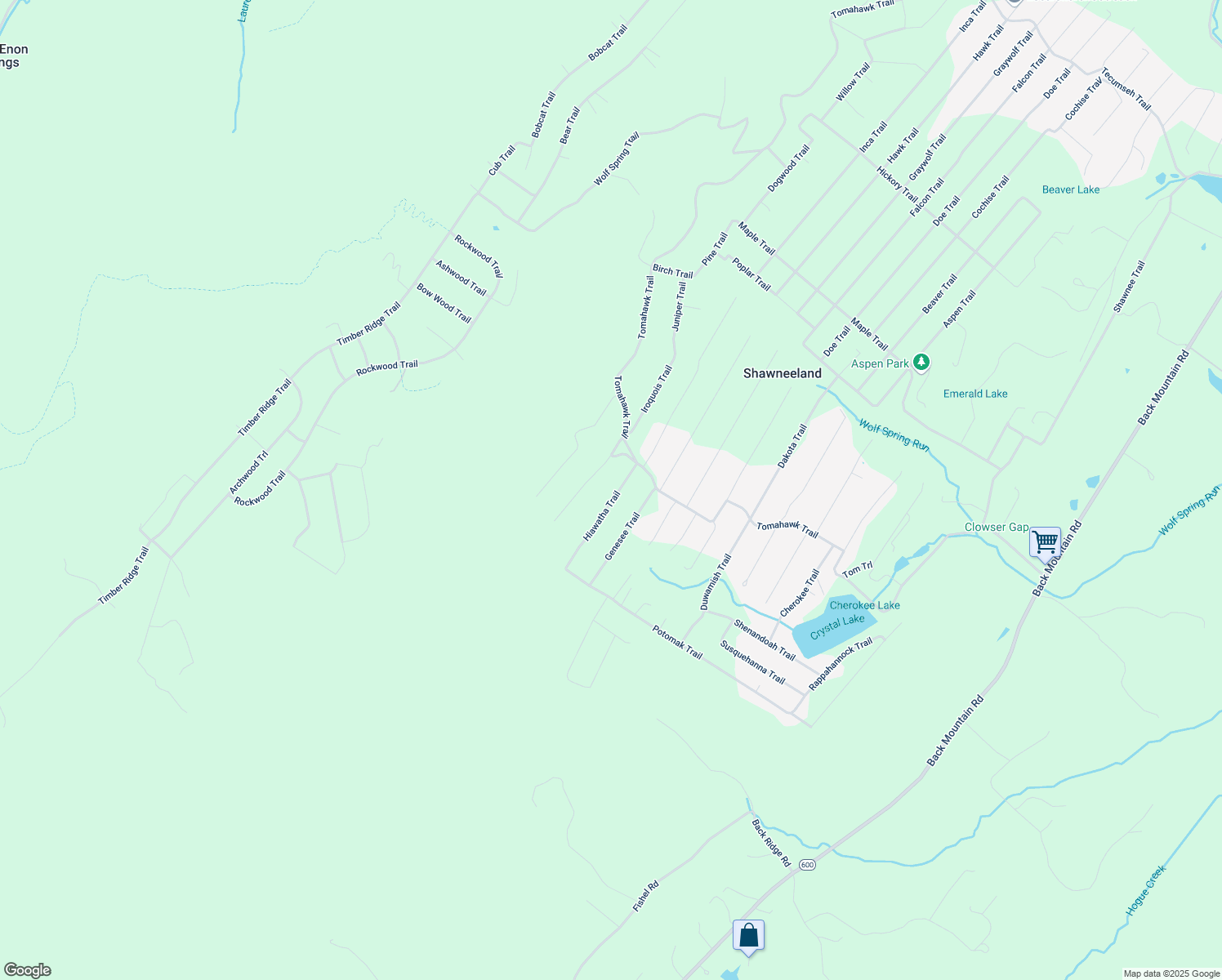 map of restaurants, bars, coffee shops, grocery stores, and more near 112 Hiawatha Trail in Winchester