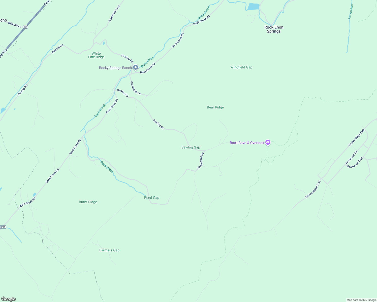 map of restaurants, bars, coffee shops, grocery stores, and more near 580 Sawlog Road in Gore