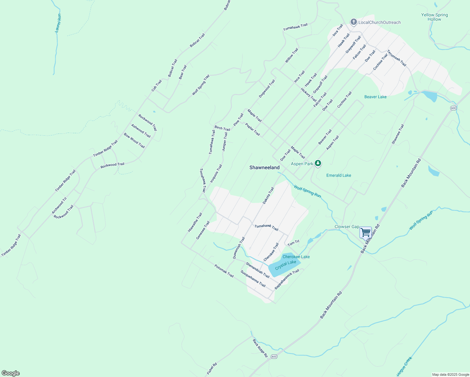 map of restaurants, bars, coffee shops, grocery stores, and more near 122 Geronimo Trail in Winchester