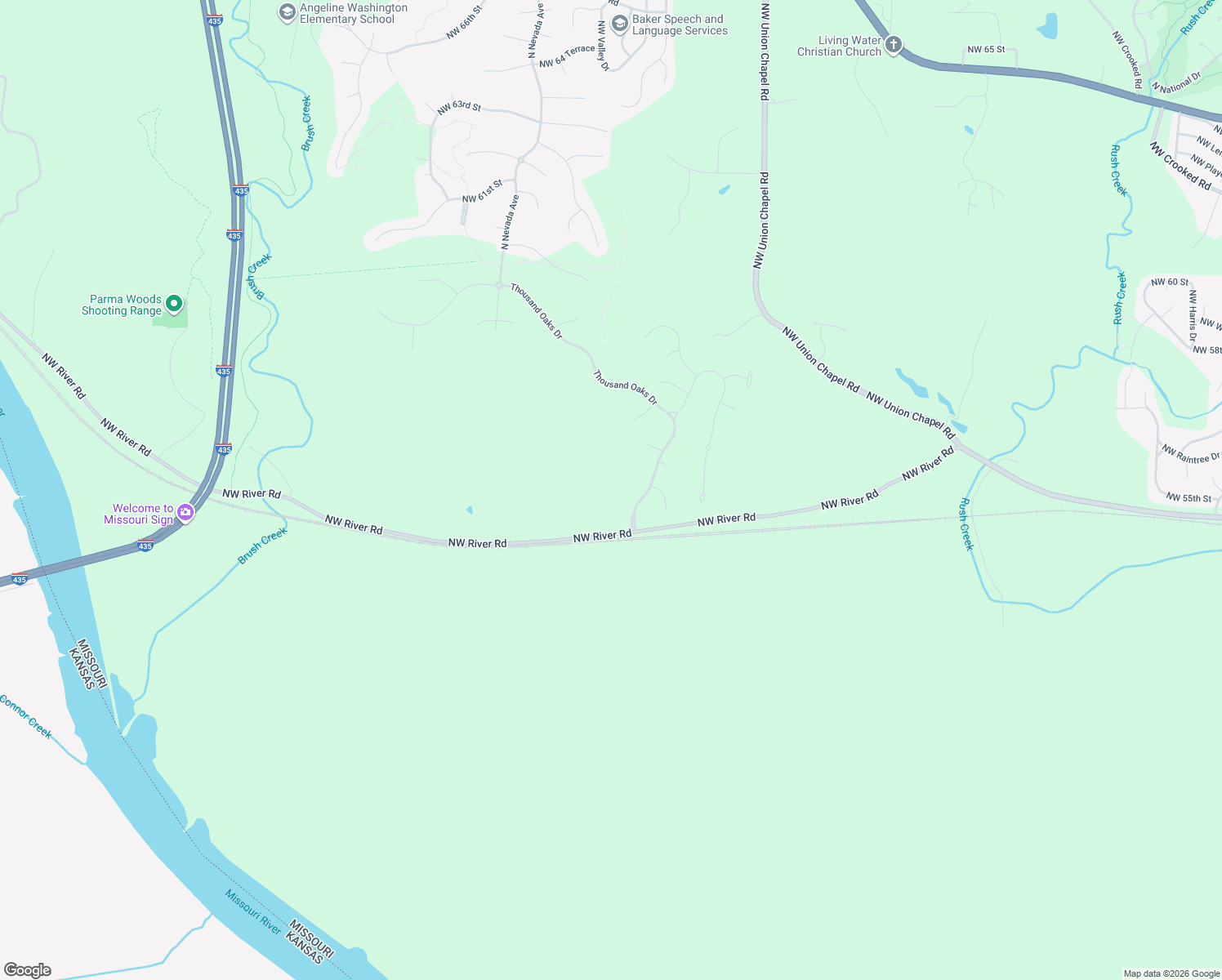 map of restaurants, bars, coffee shops, grocery stores, and more near 13530 Northwest River Road in Parkville