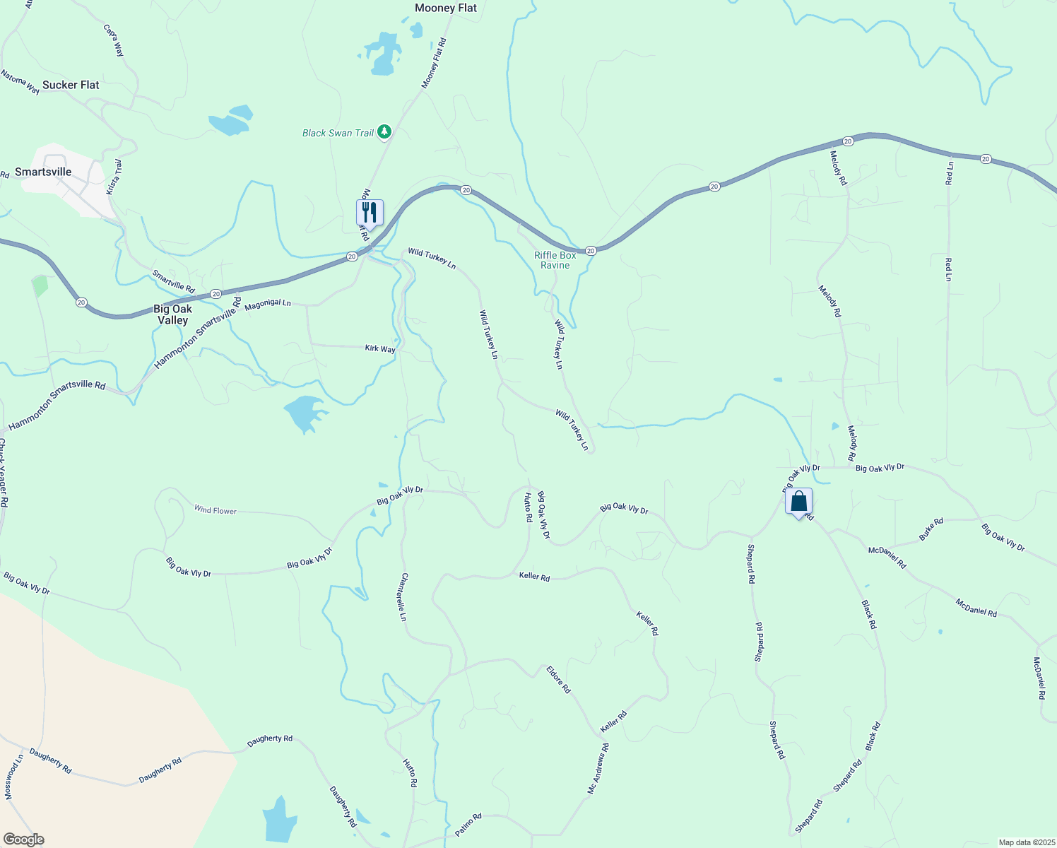 map of restaurants, bars, coffee shops, grocery stores, and more near 10600 Wild Turkey Lane in Smartsville