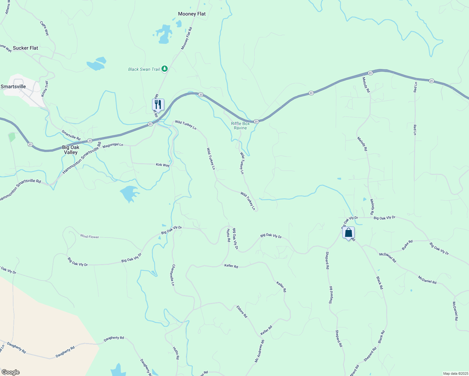 map of restaurants, bars, coffee shops, grocery stores, and more near 10600 Wild Turkey Lane in Smartsville