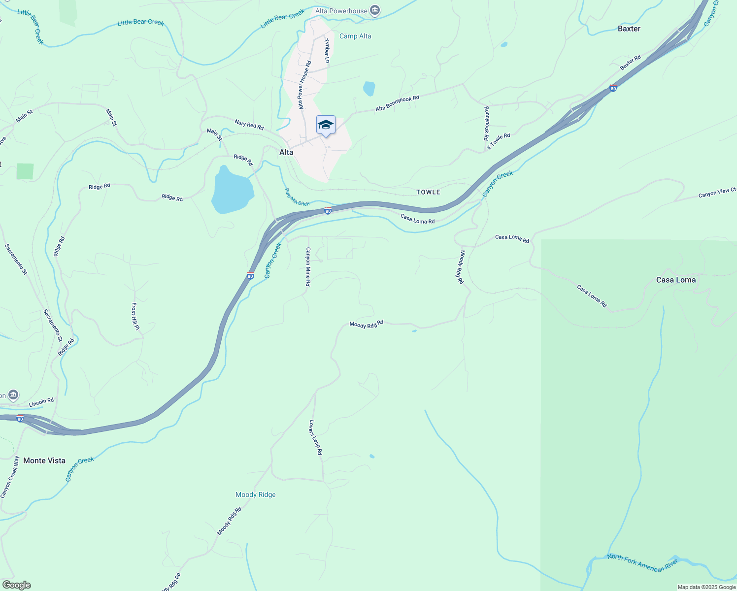 map of restaurants, bars, coffee shops, grocery stores, and more near 700 Moody Ridge Road in Gold Run