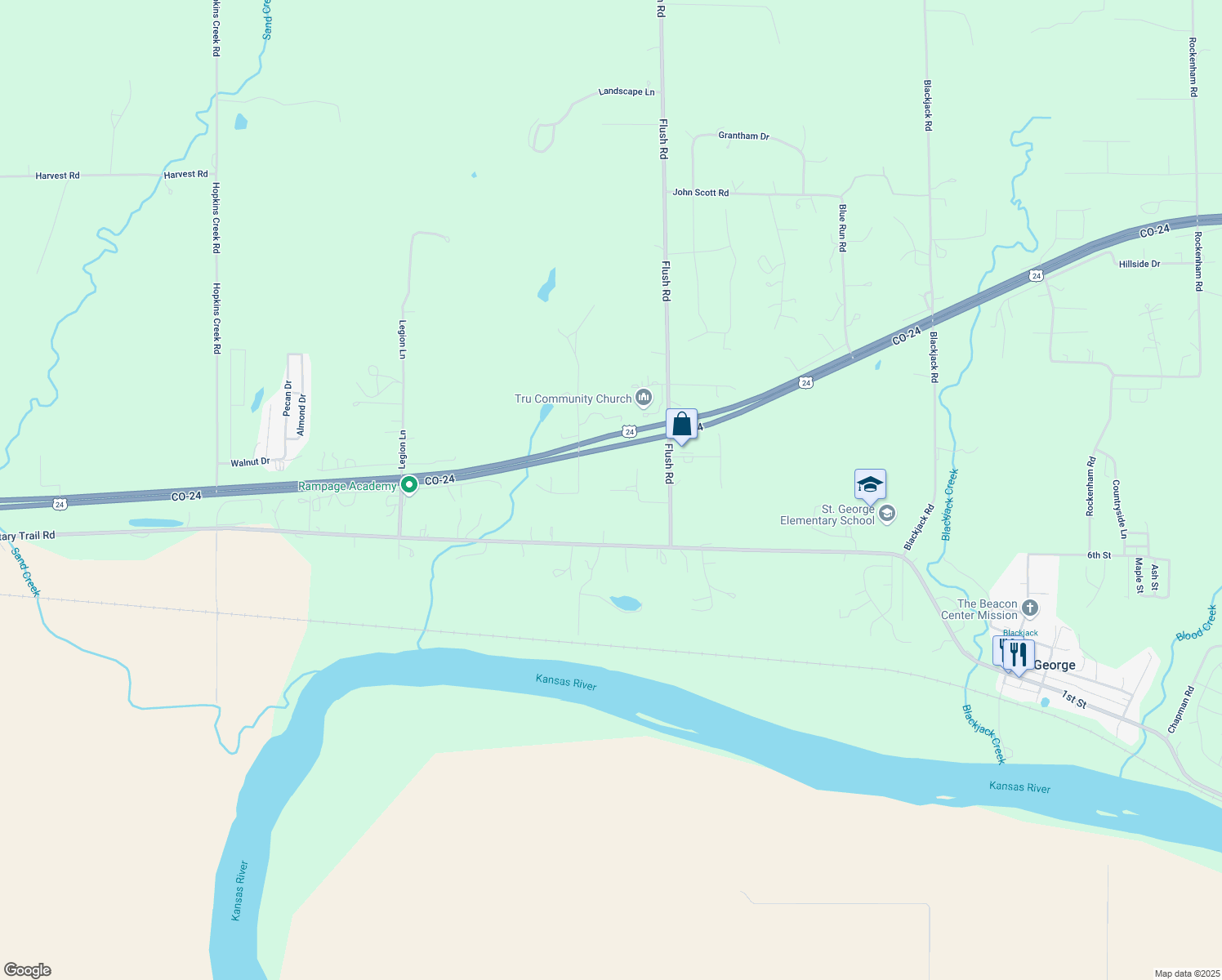 map of restaurants, bars, coffee shops, grocery stores, and more near 11764 Glenwood Lane in Saint George