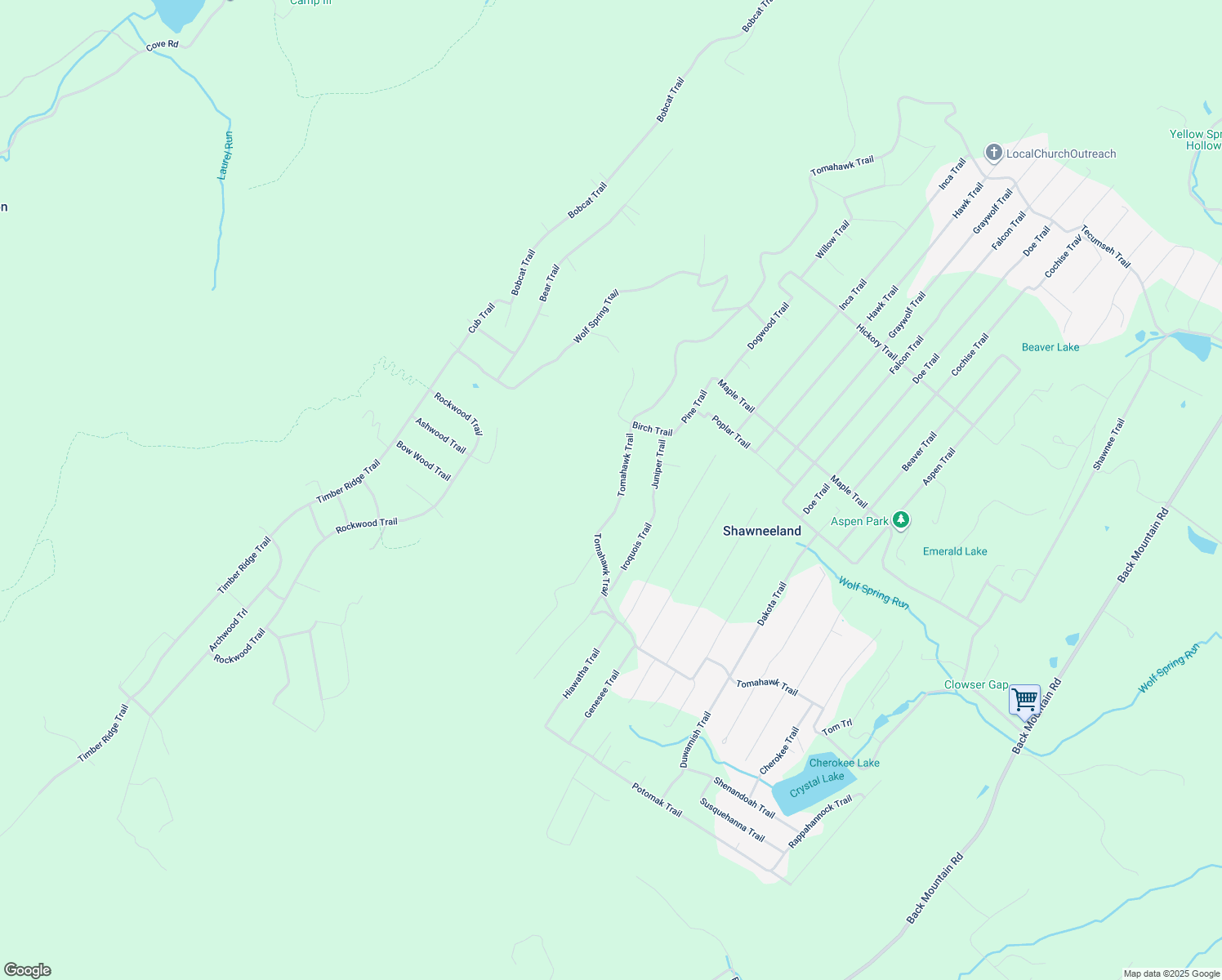 map of restaurants, bars, coffee shops, grocery stores, and more near 1133 Tomahawk Trail in Winchester