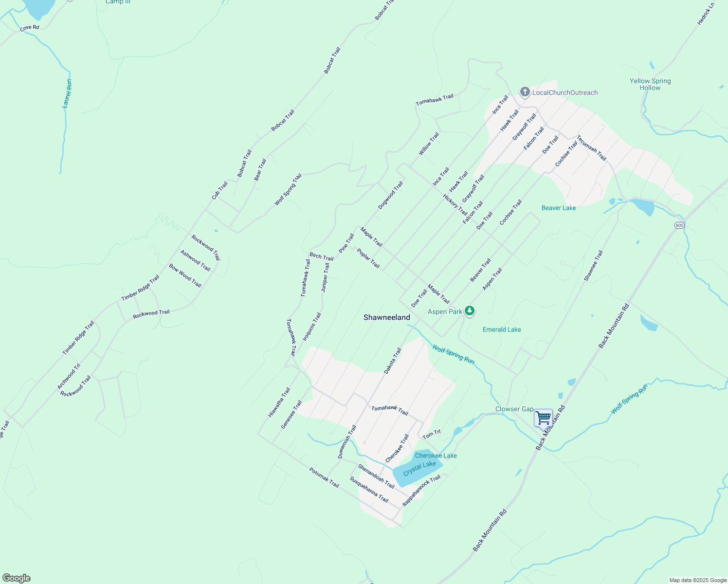 map of restaurants, bars, coffee shops, grocery stores, and more near 157 Geronimo Trail in Winchester