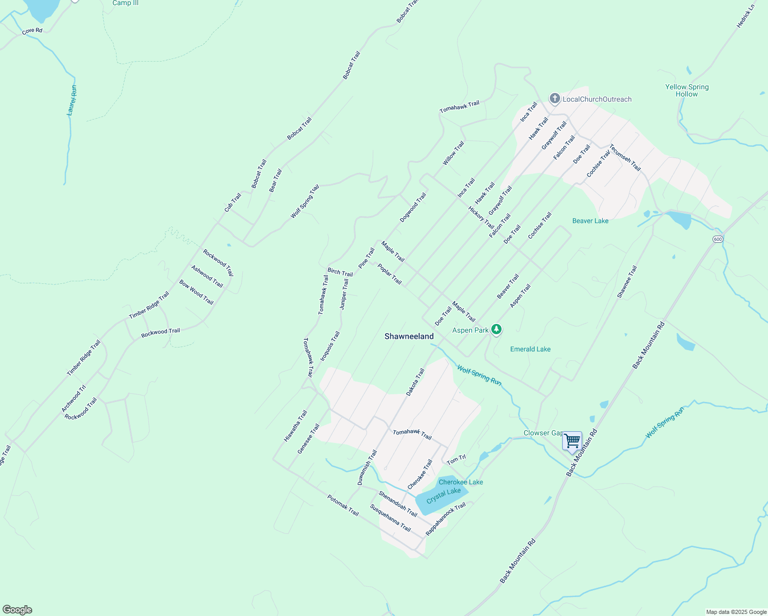 map of restaurants, bars, coffee shops, grocery stores, and more near 157 Geronimo Trail in Winchester