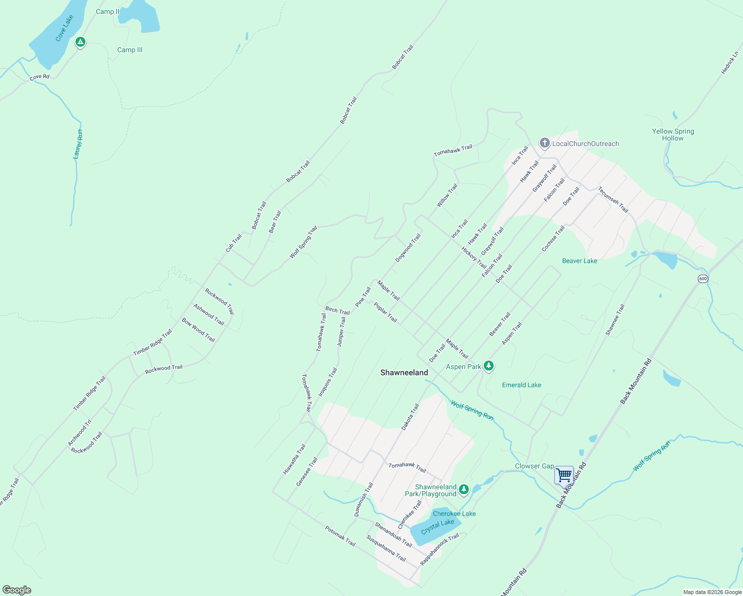 map of restaurants, bars, coffee shops, grocery stores, and more near 1300 Tomahawk Trail in Winchester