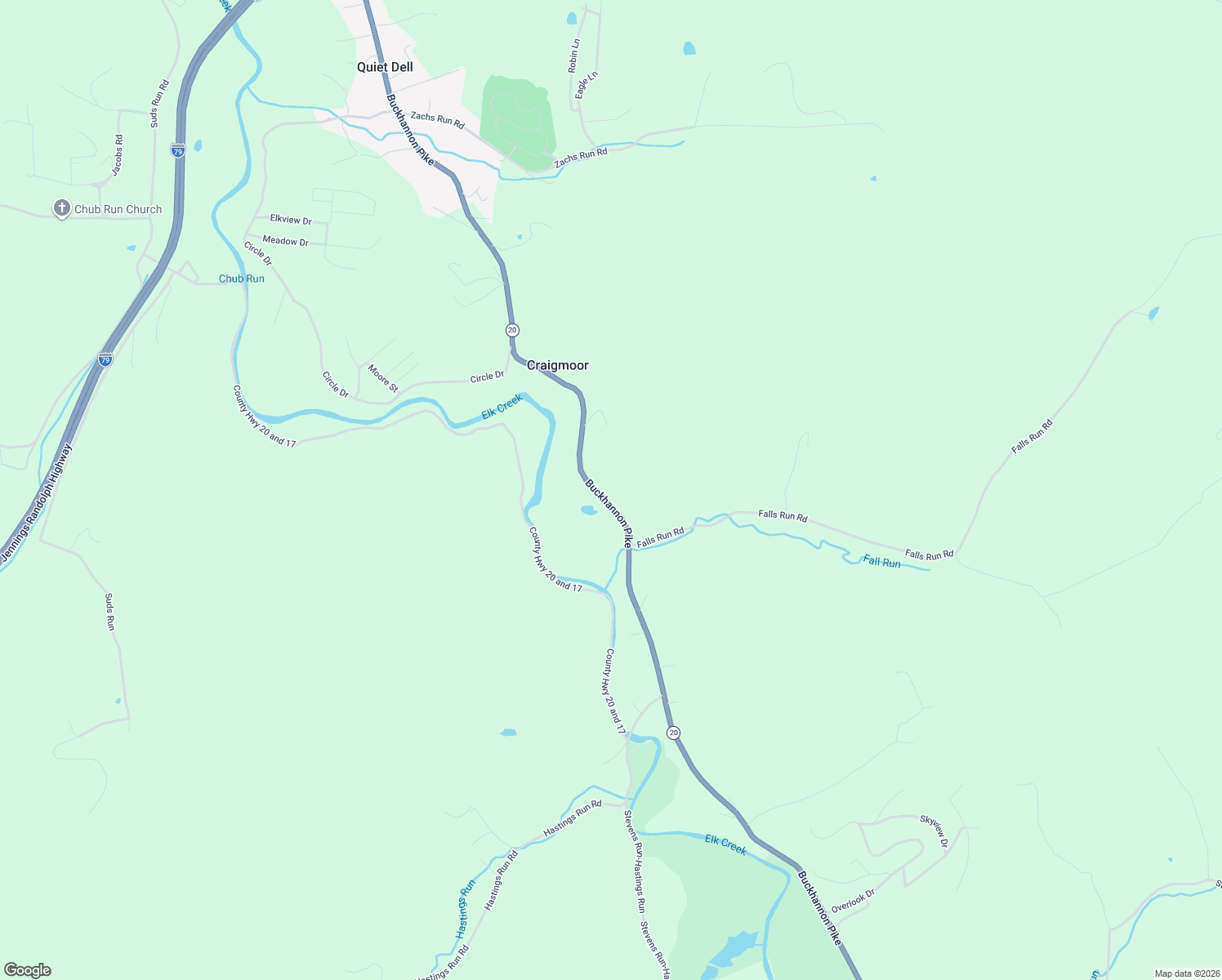 map of restaurants, bars, coffee shops, grocery stores, and more near 5979 Buckhannon Pike in Mount Clare