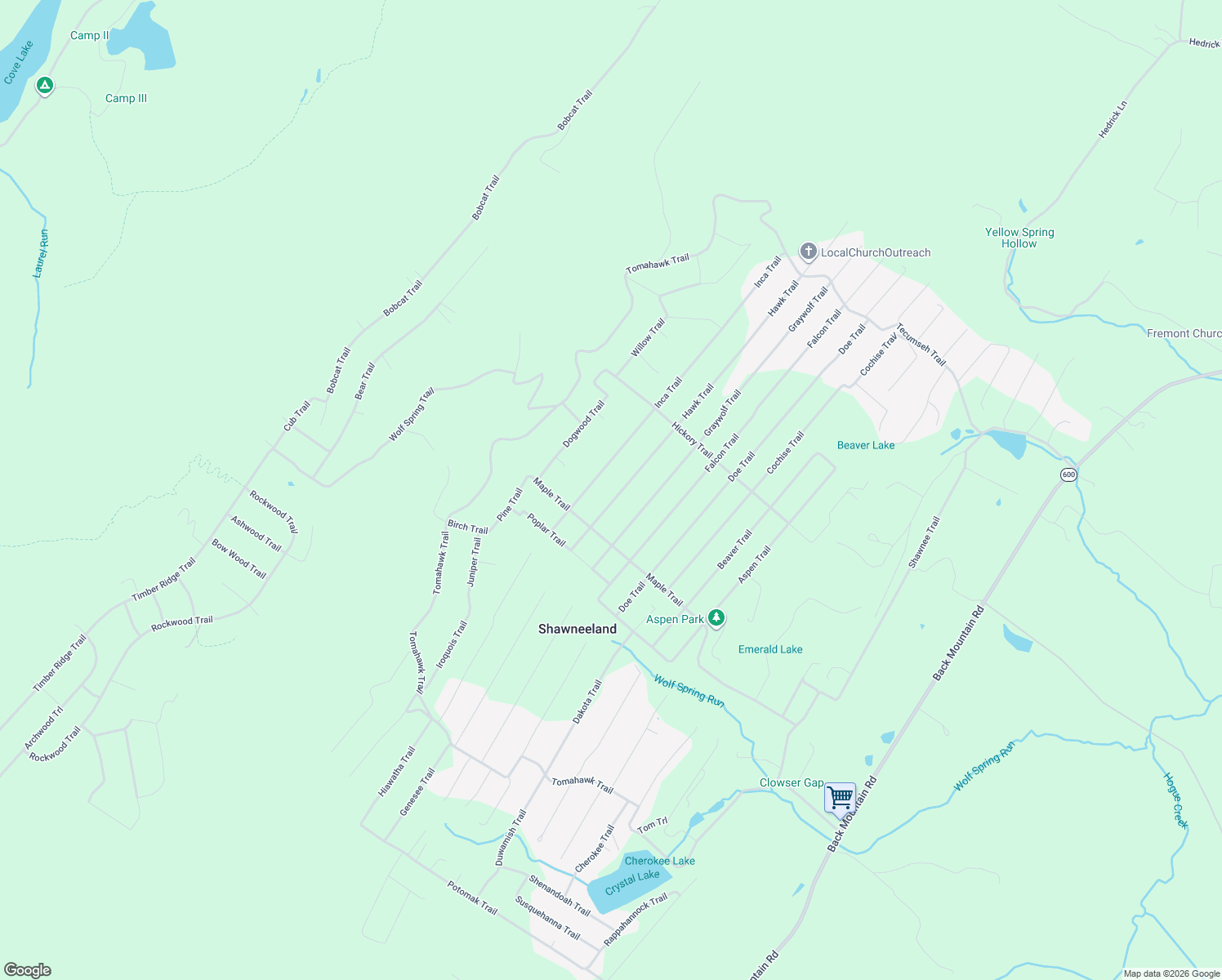 map of restaurants, bars, coffee shops, grocery stores, and more near 224 Hawk Trail in Winchester