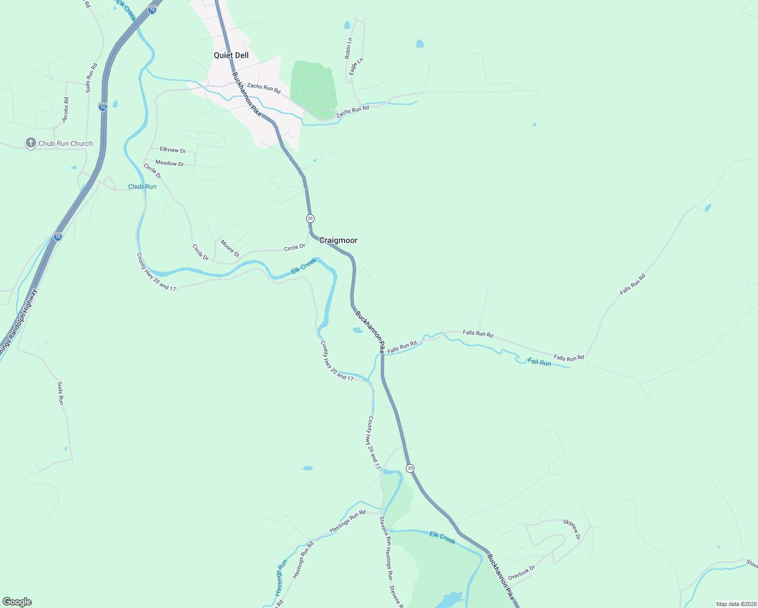 map of restaurants, bars, coffee shops, grocery stores, and more near 5979 Buckhannon Pike in Mount Clare
