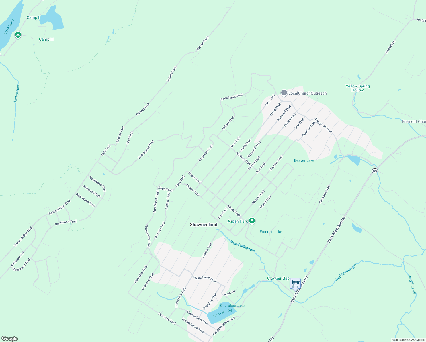 map of restaurants, bars, coffee shops, grocery stores, and more near 224 Hawk Trail in Winchester