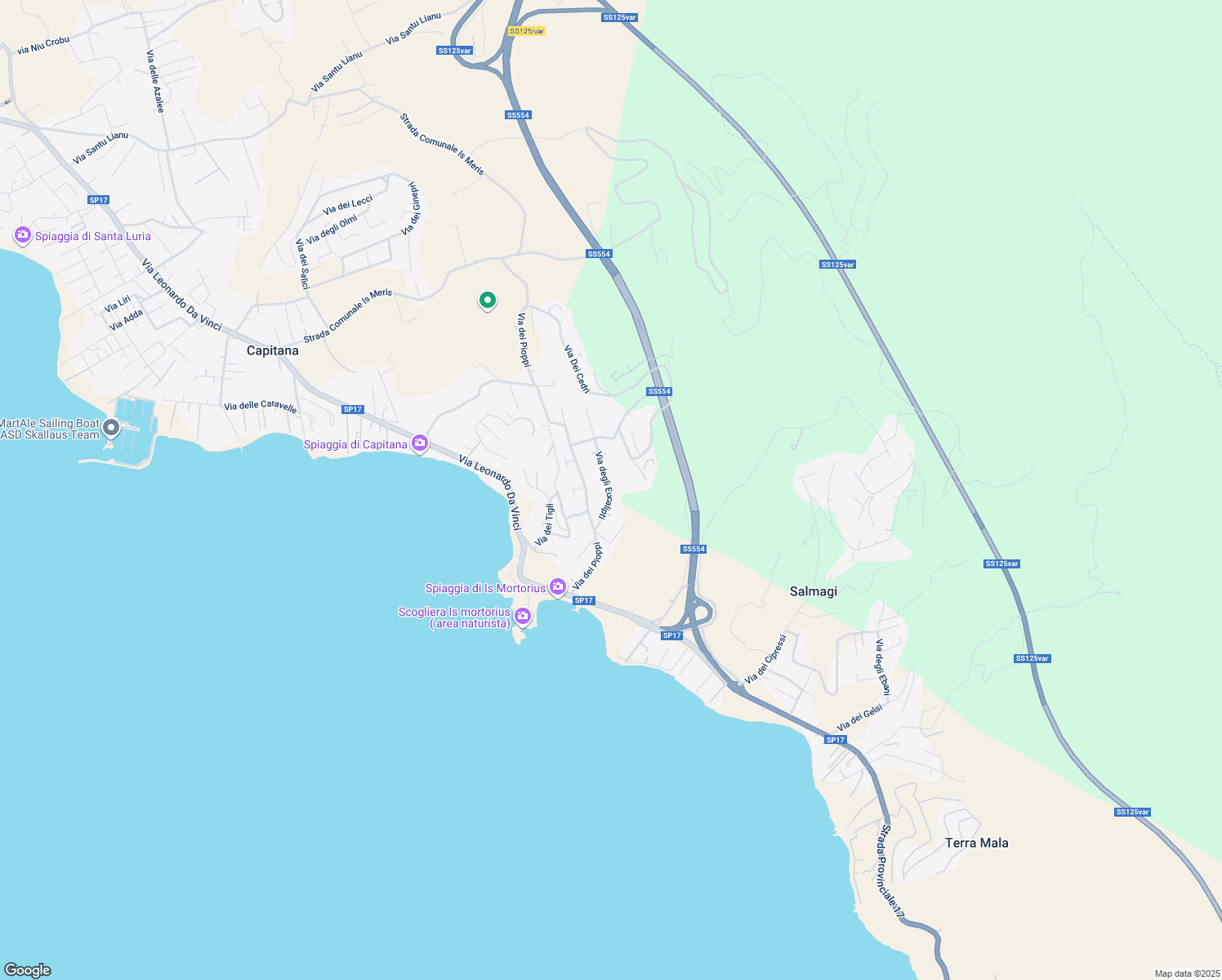 map of restaurants, bars, coffee shops, grocery stores, and more near 15 Via degli Eucalipti in Quartu Sant'Elena