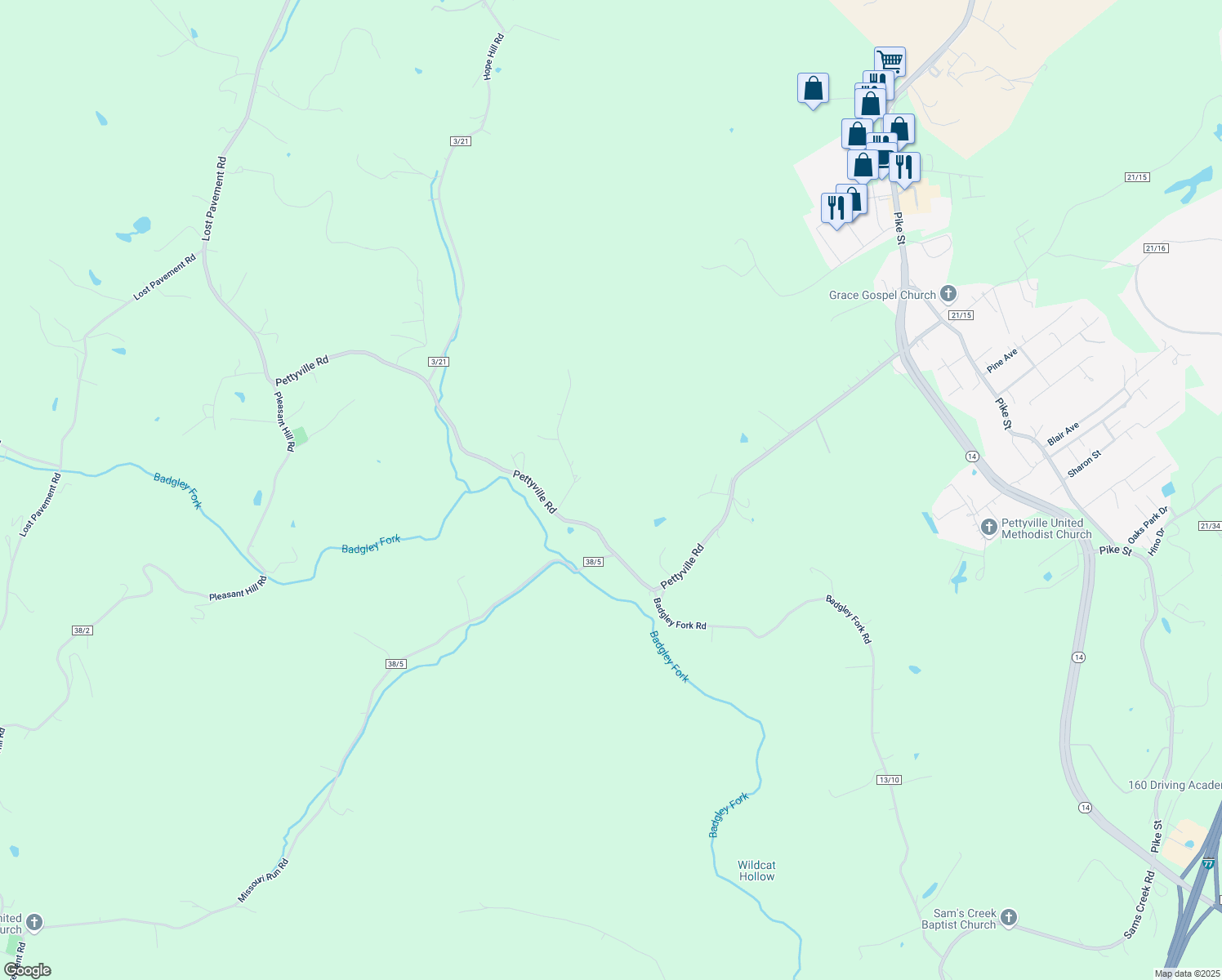 map of restaurants, bars, coffee shops, grocery stores, and more near 100 Barnstable Drive in Parkersburg