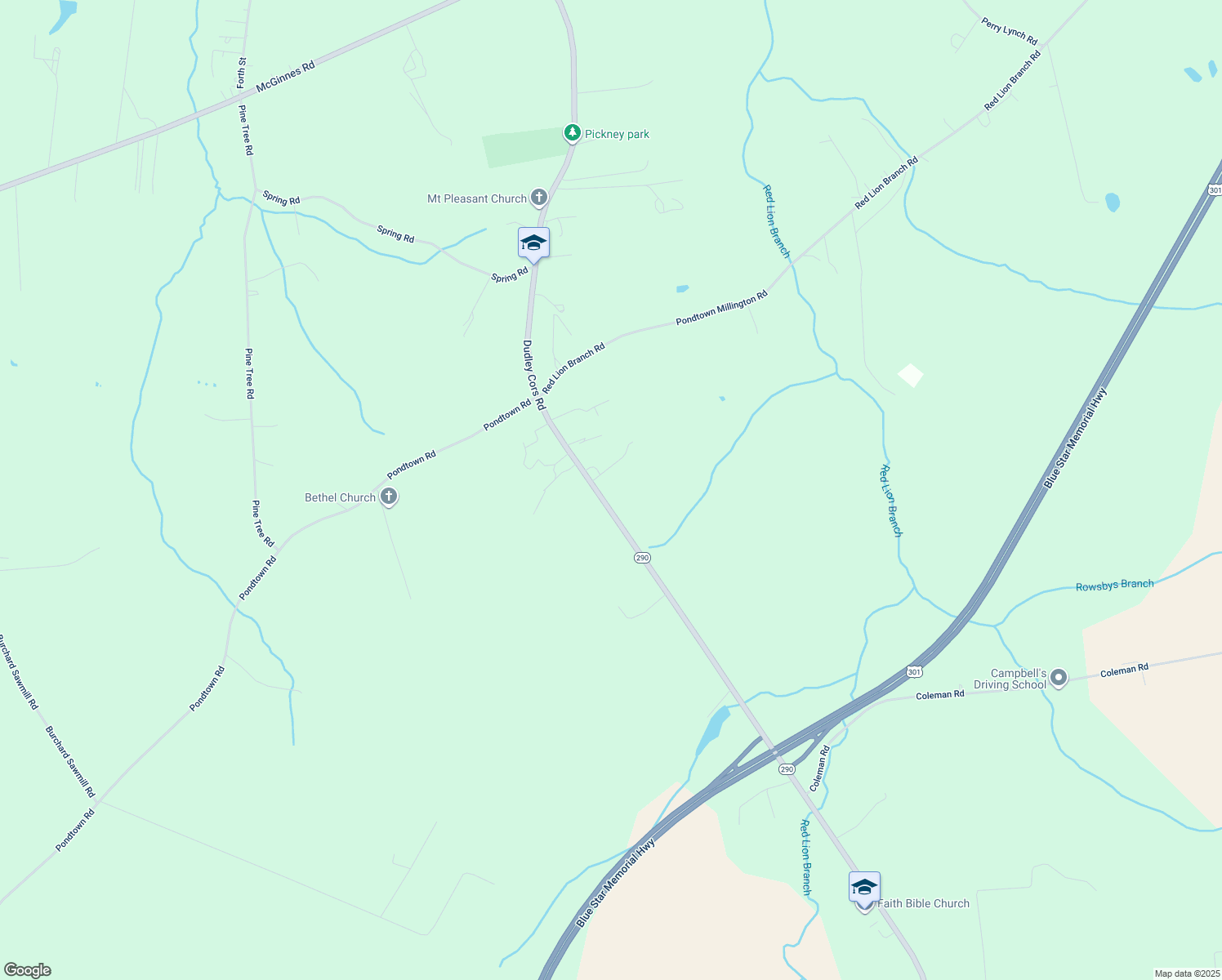 map of restaurants, bars, coffee shops, grocery stores, and more near 1126 Dudley Corner Road in Millington