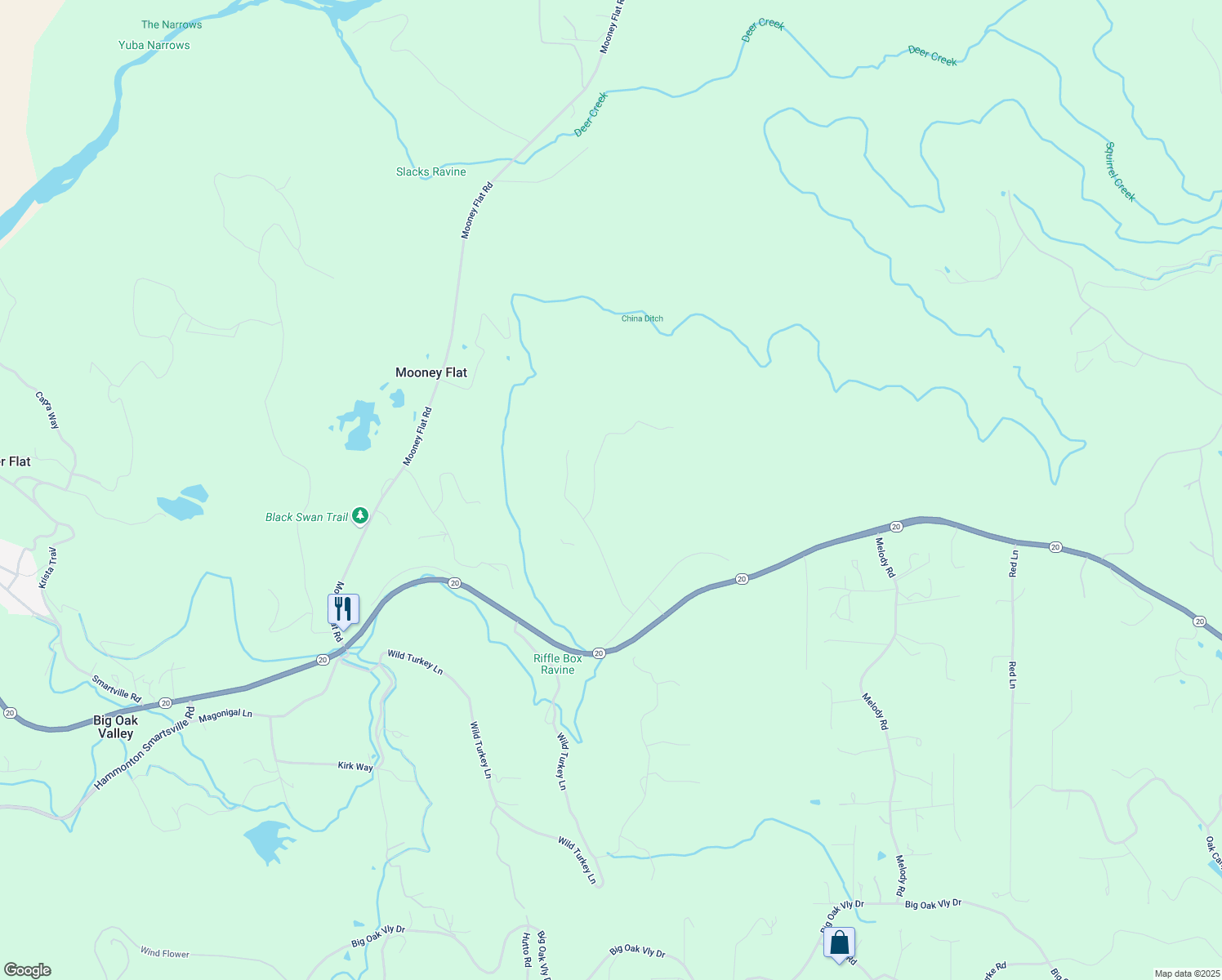 map of restaurants, bars, coffee shops, grocery stores, and more near 10287 Crescenzi Drive in Smartsville