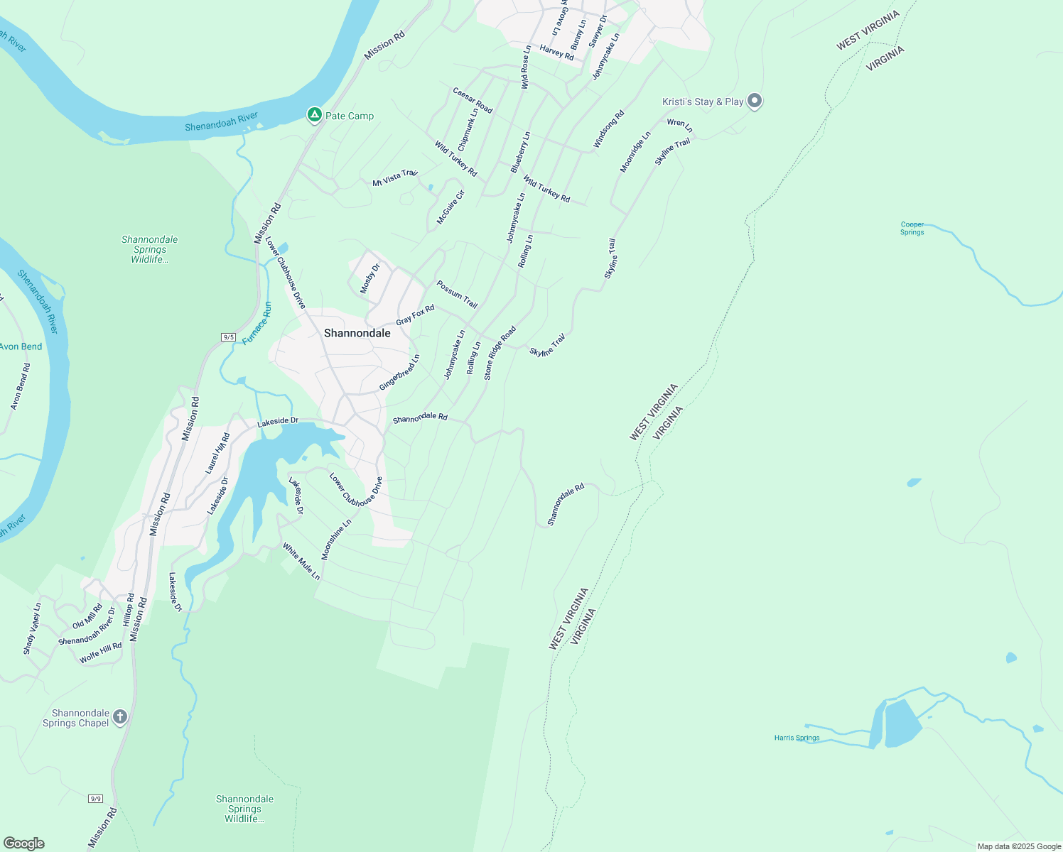 map of restaurants, bars, coffee shops, grocery stores, and more near 553 Shannondale Road in Harpers Ferry