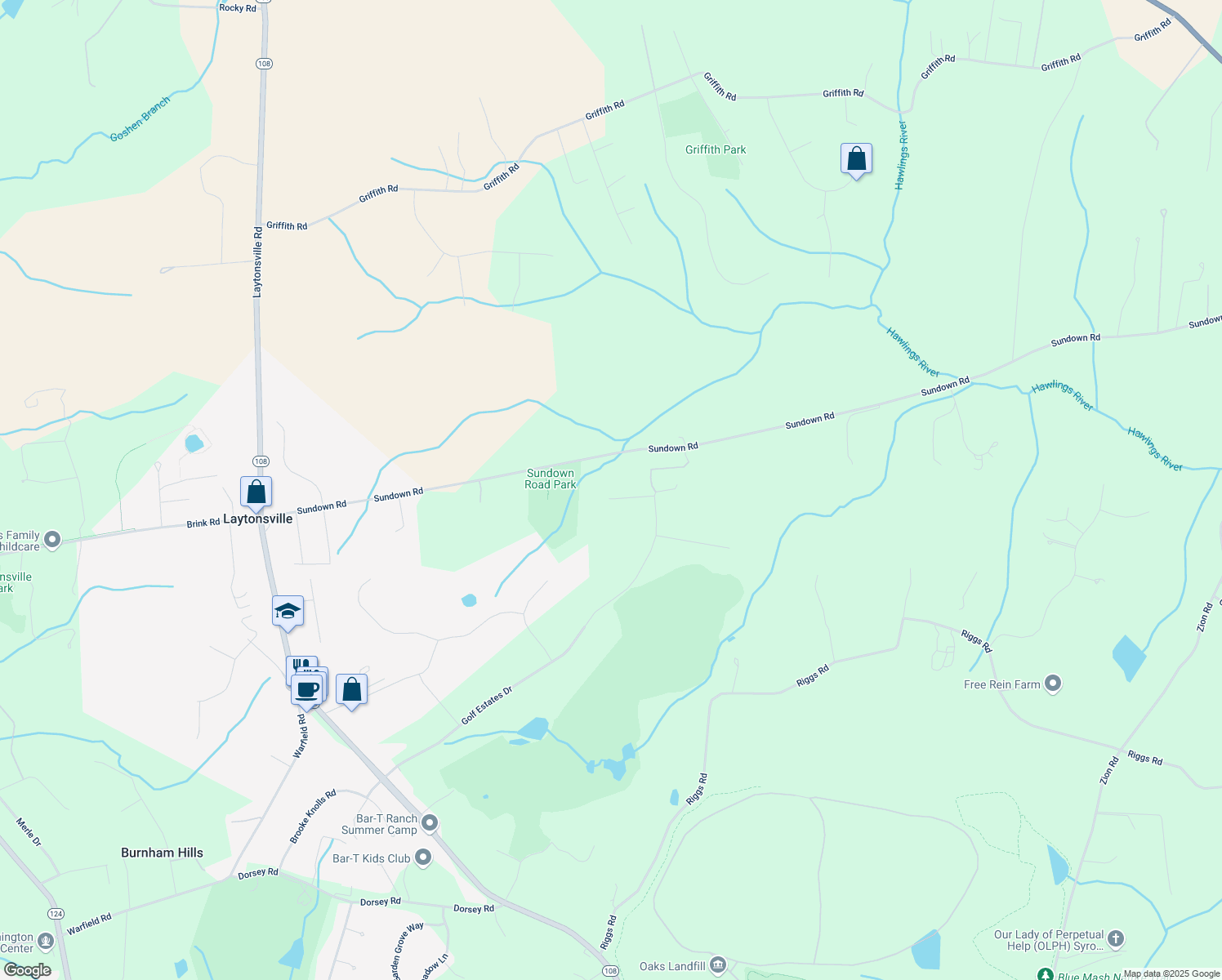map of restaurants, bars, coffee shops, grocery stores, and more near 21320 Golf Estates Drive in Gaithersburg