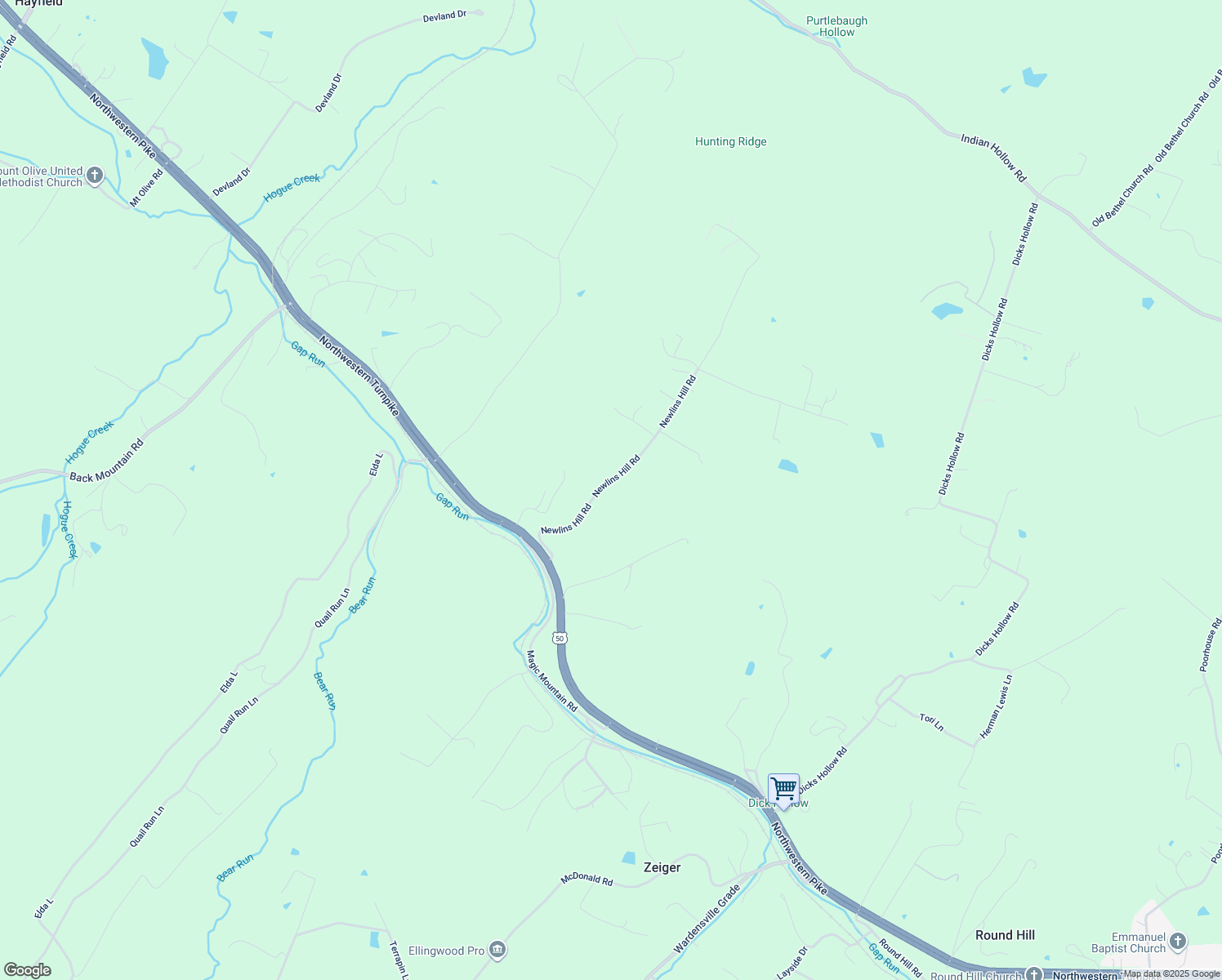 map of restaurants, bars, coffee shops, grocery stores, and more near 266 Newlins Hill Road in Winchester