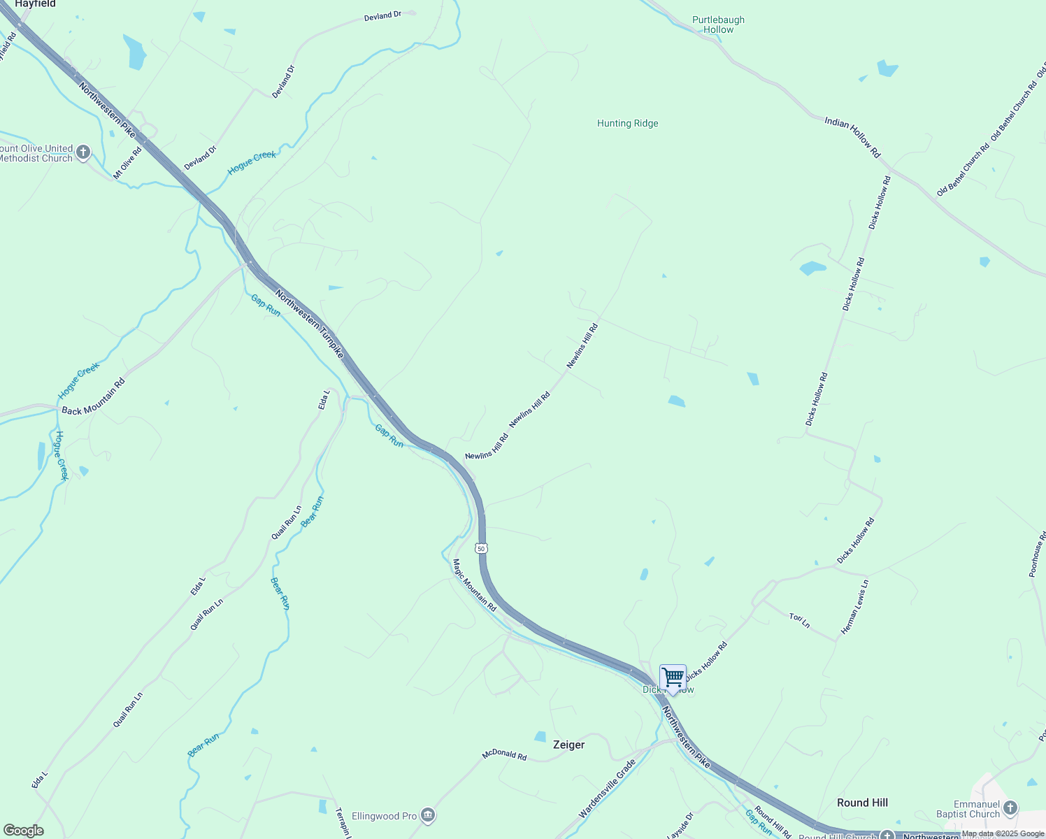 map of restaurants, bars, coffee shops, grocery stores, and more near 266 Newlins Hill Road in Winchester
