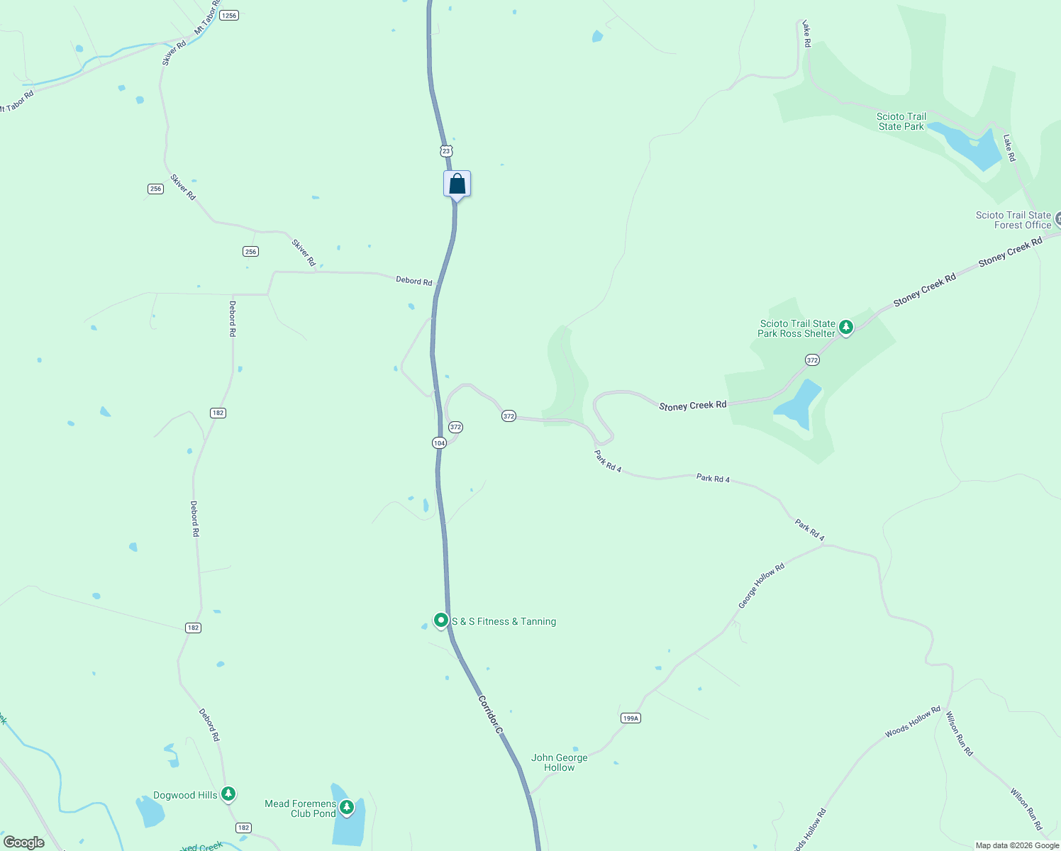 map of restaurants, bars, coffee shops, grocery stores, and more near 556 Ohio 372 in Waverly