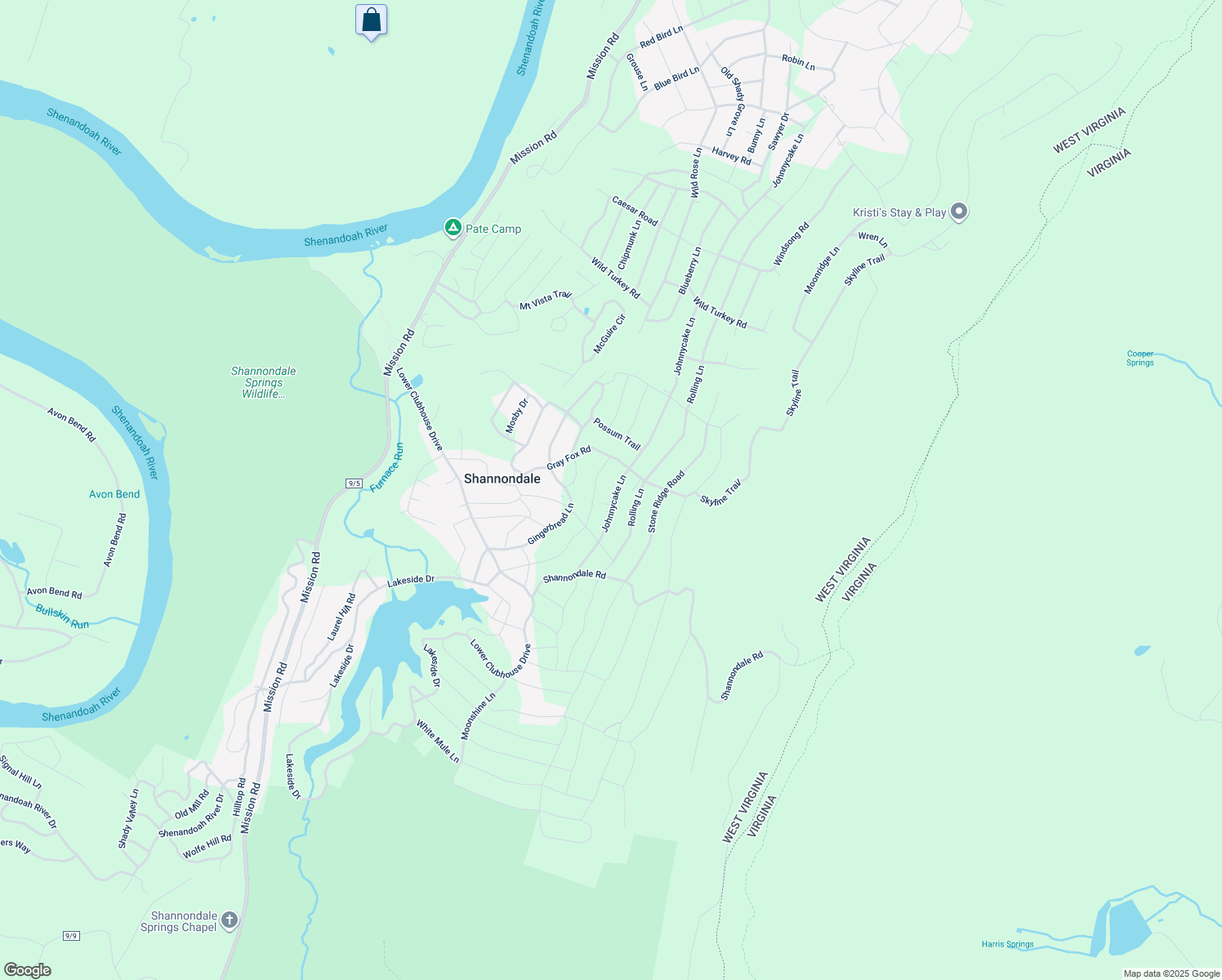 map of restaurants, bars, coffee shops, grocery stores, and more near 559 Johnnycake Lane in Harpers Ferry