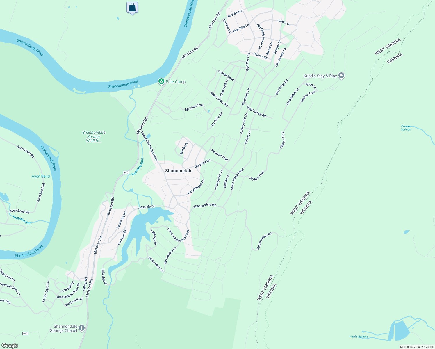 map of restaurants, bars, coffee shops, grocery stores, and more near 559 Johnnycake Lane in Harpers Ferry