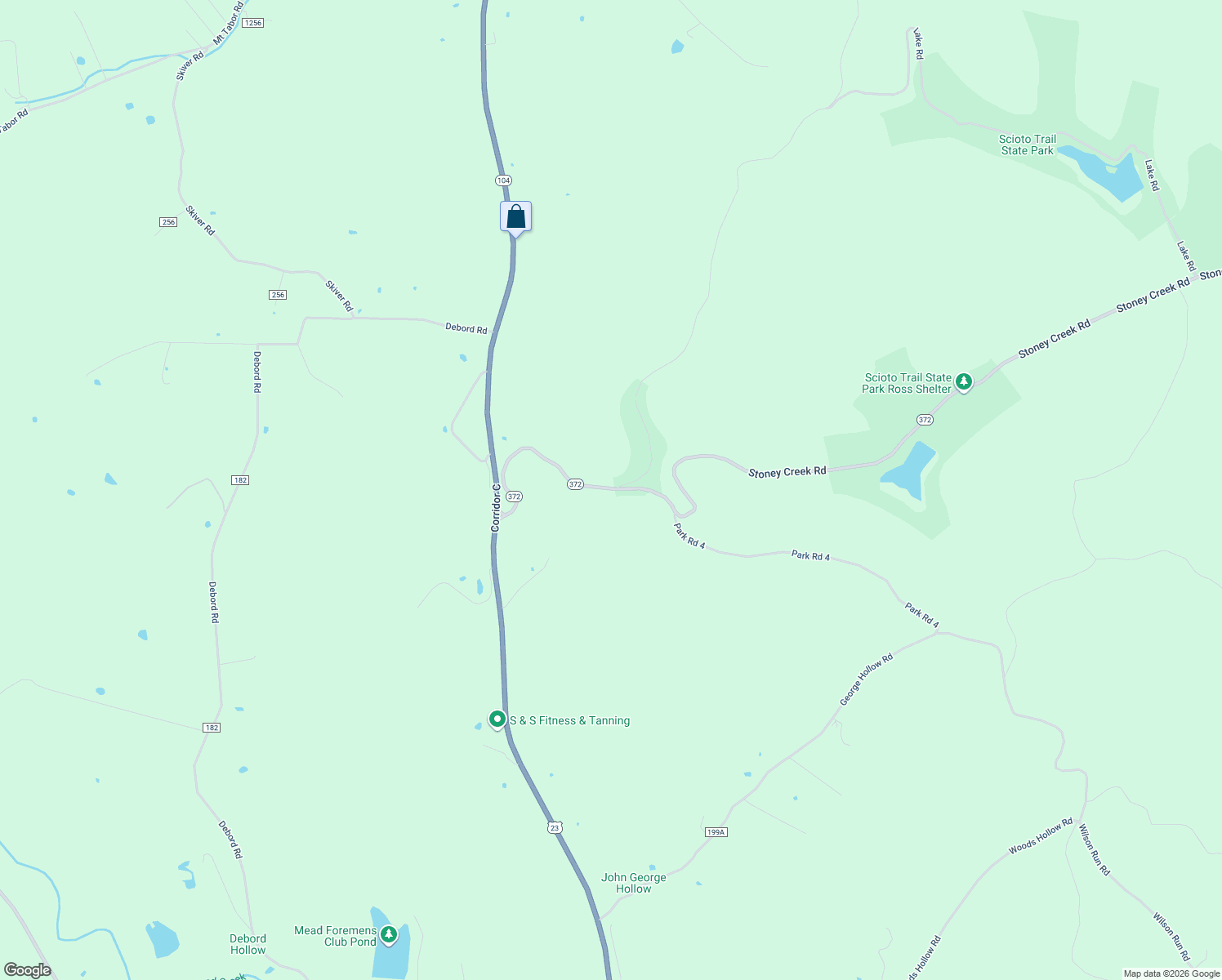 map of restaurants, bars, coffee shops, grocery stores, and more near 556 Ohio 372 in Waverly