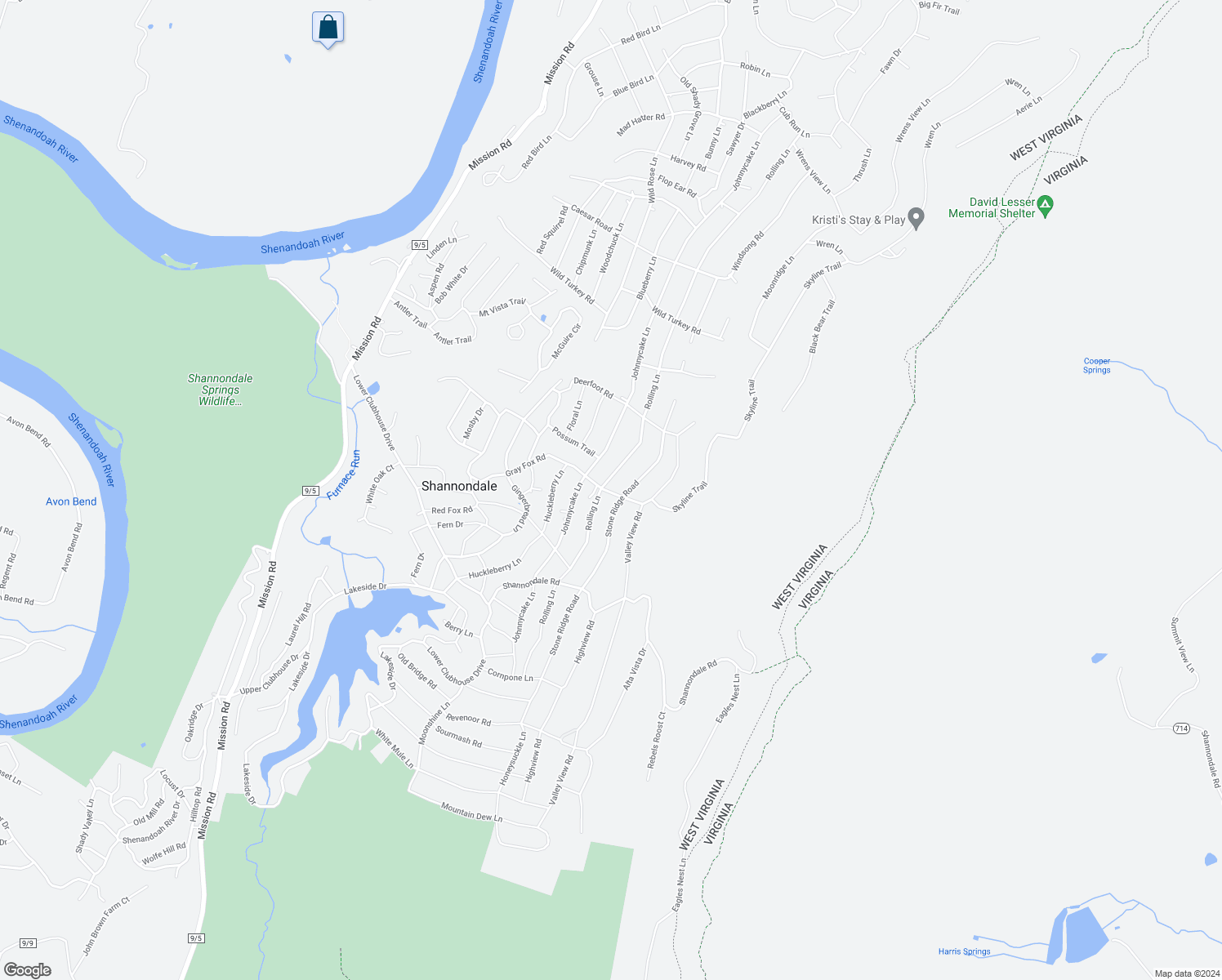 map of restaurants, bars, coffee shops, grocery stores, and more near 771 Rolling Lane in Harpers Ferry