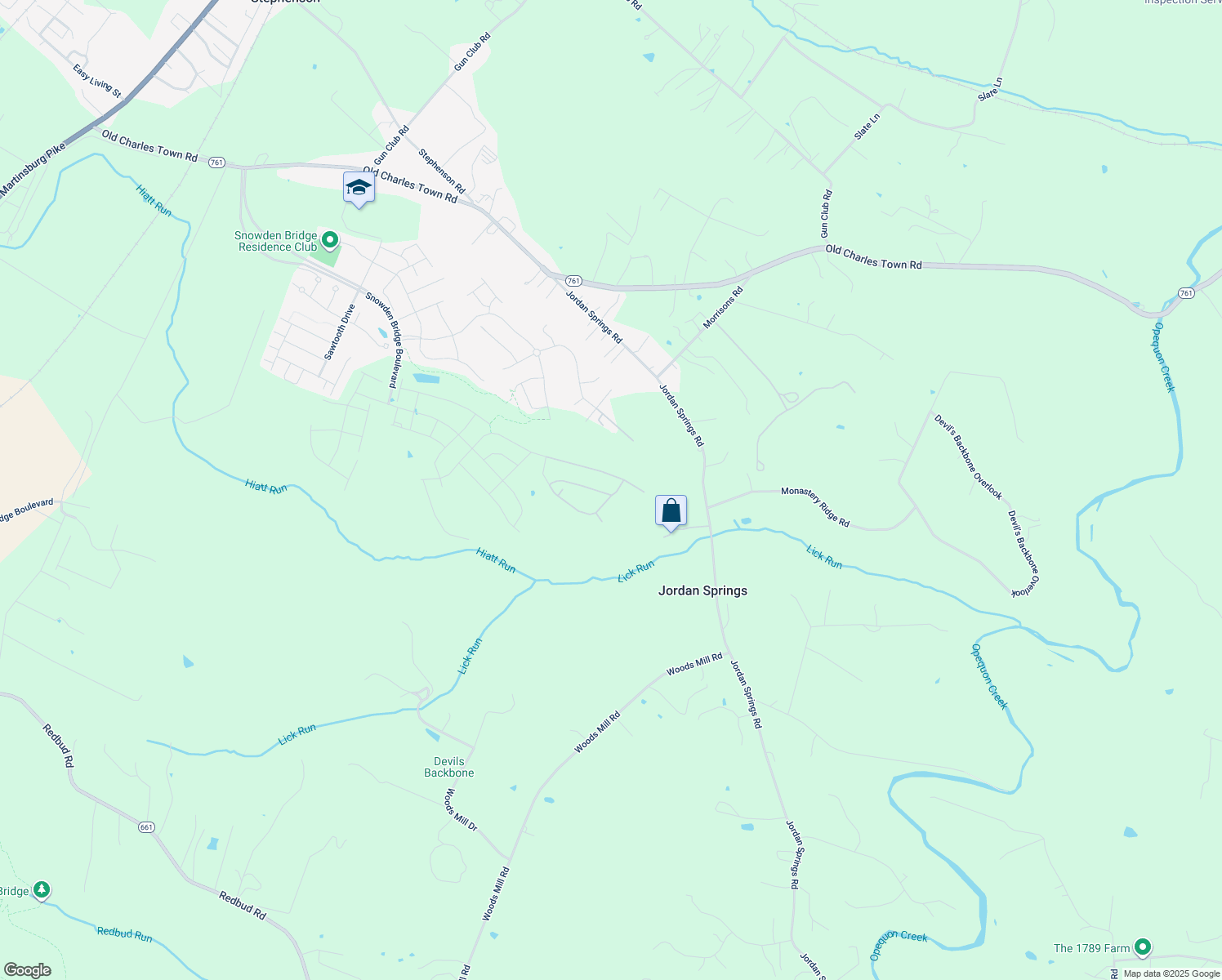 map of restaurants, bars, coffee shops, grocery stores, and more near 131 Interlace Way in Stephenson