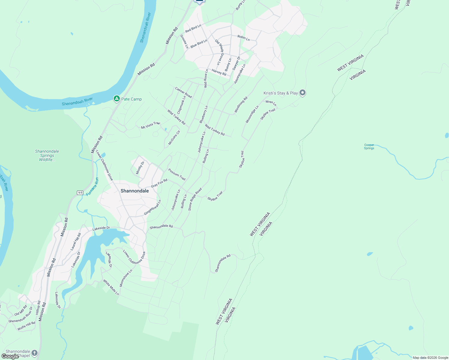 map of restaurants, bars, coffee shops, grocery stores, and more near 253 Skyline Trail in Harpers Ferry
