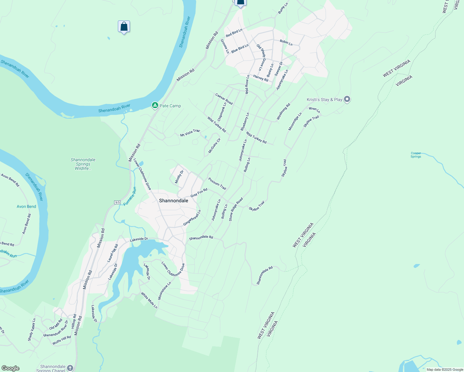 map of restaurants, bars, coffee shops, grocery stores, and more near 738 Johnnycake Lane in Harpers Ferry