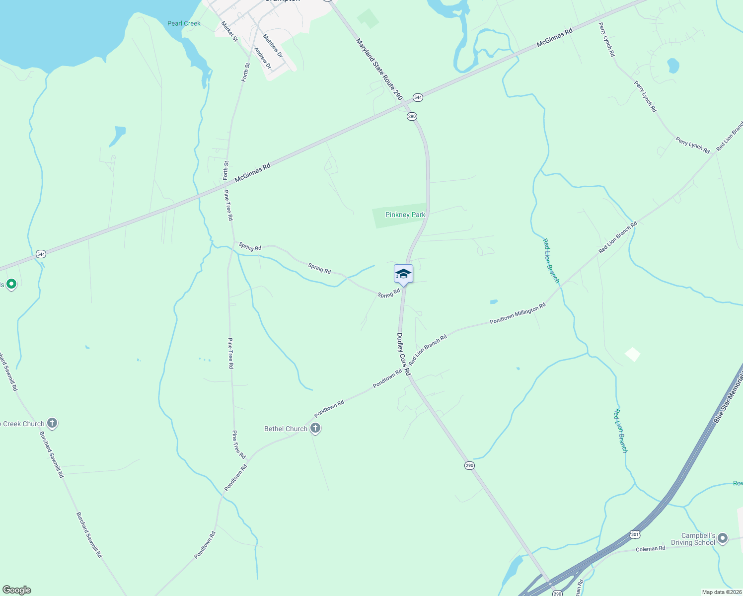 map of restaurants, bars, coffee shops, grocery stores, and more near 410 Spring Road in Millington