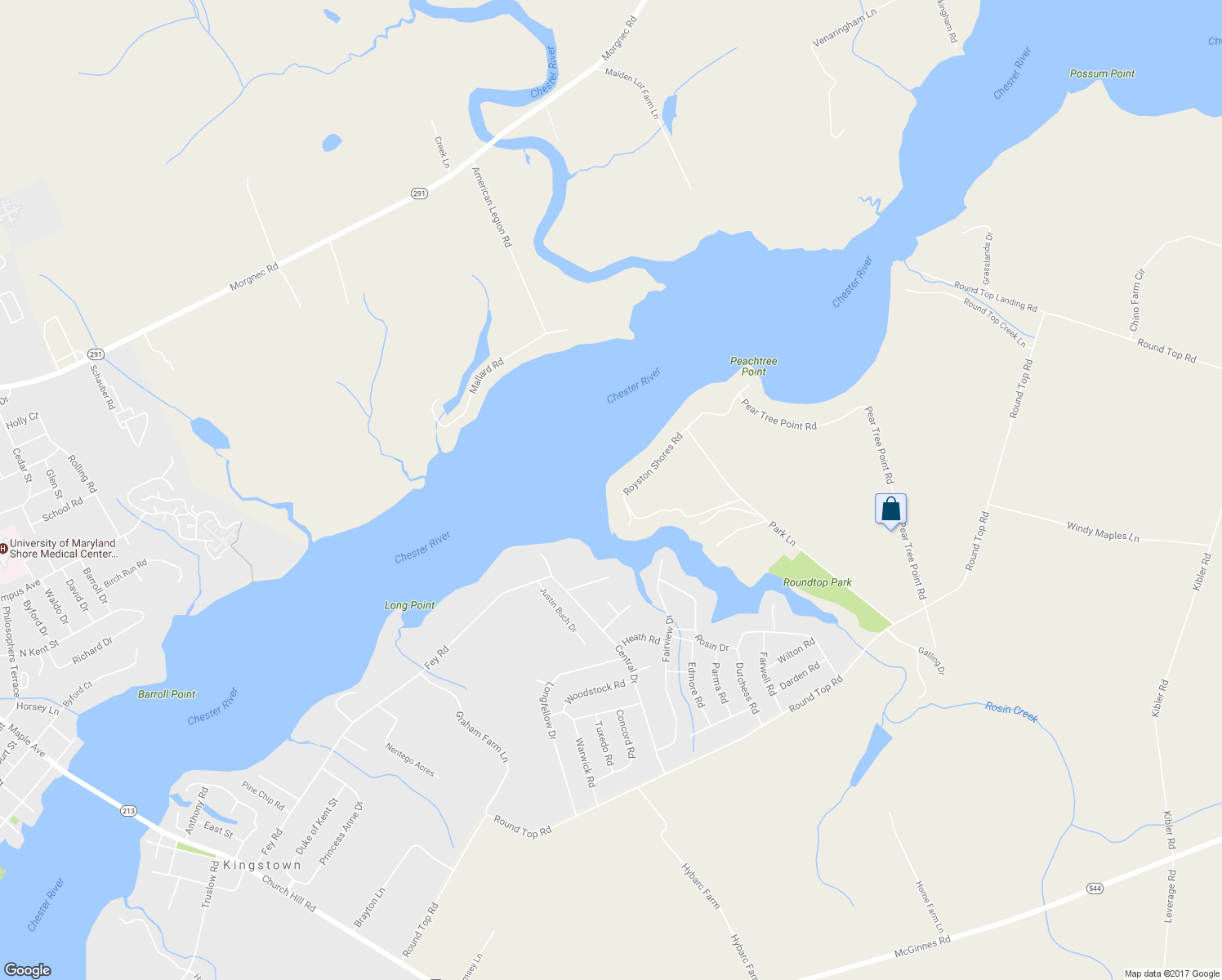 map of restaurants, bars, coffee shops, grocery stores, and more near 202 Royston Shores Road in Chestertown